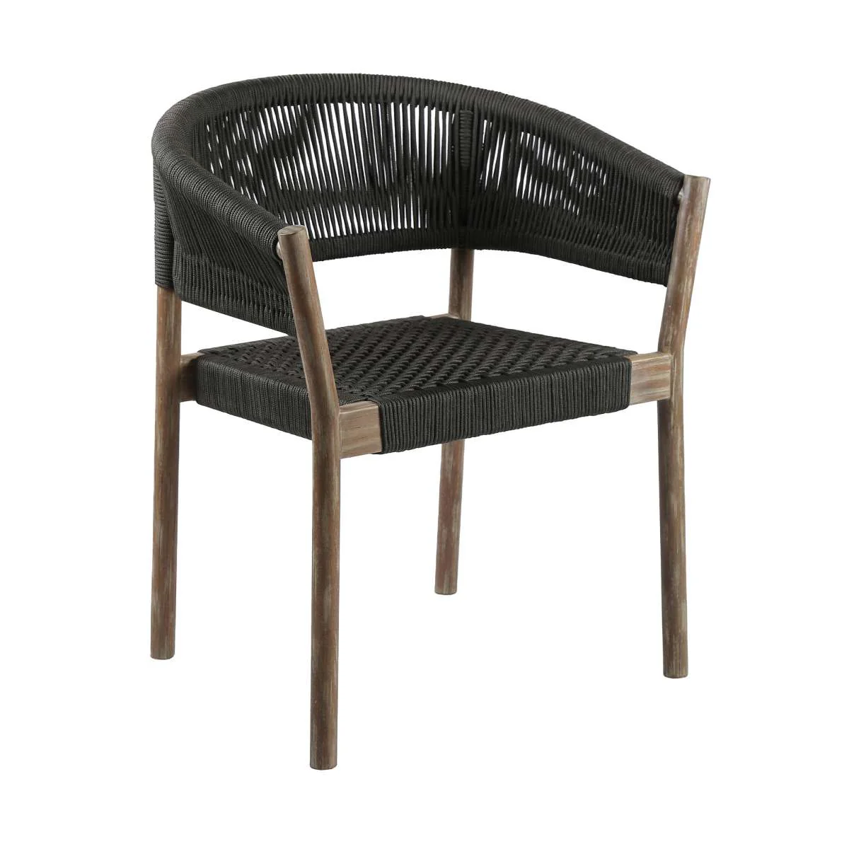Fineline and Doris Indoor Outdoor 5 Piece Dining Set in Light Eucalyptus Wood with Superstone with Charcoal Rope By Armen Living - Image 9