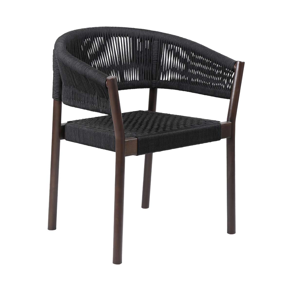 Fineline and Doris Indoor Outdoor 7 Piece Dining Set in Dark Eucalyptus Wood with Superstone and Black Rope By Armen Living - Image 3