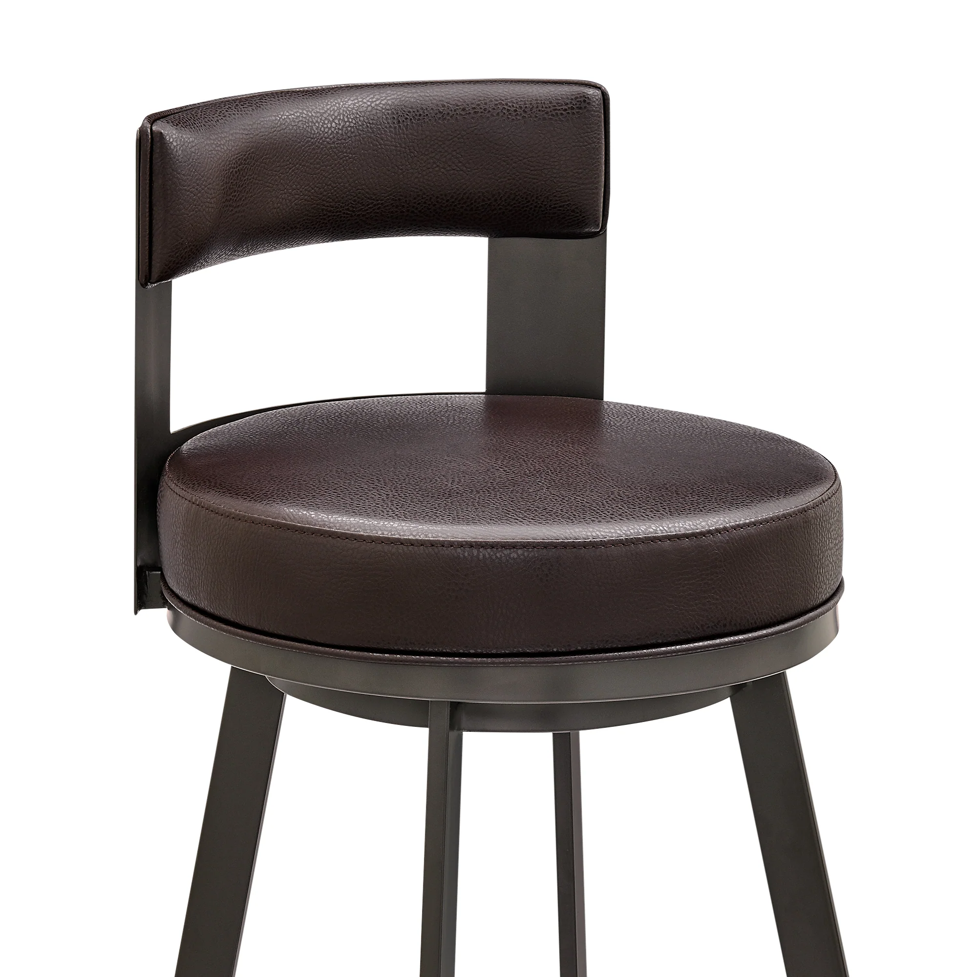 Flynn 26" Swivel Counter Stool in Black Metal with Light Gray Faux Leather By Armen Living - Image 16