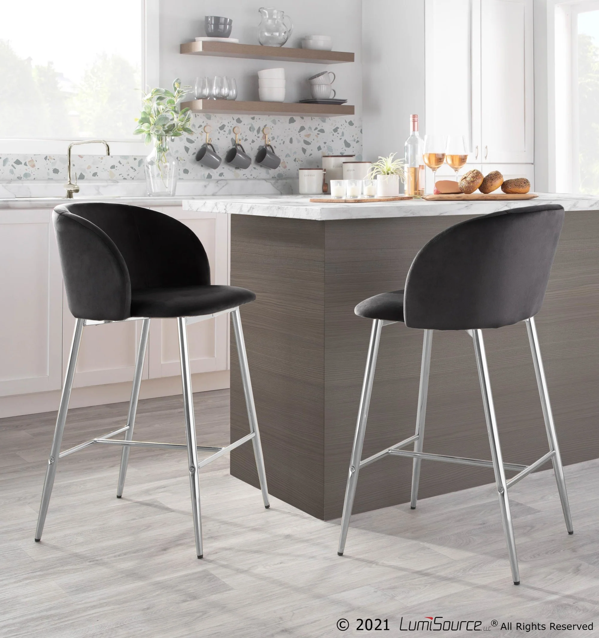 Fran Counter Stool - Set of 2 Black By LumiSource