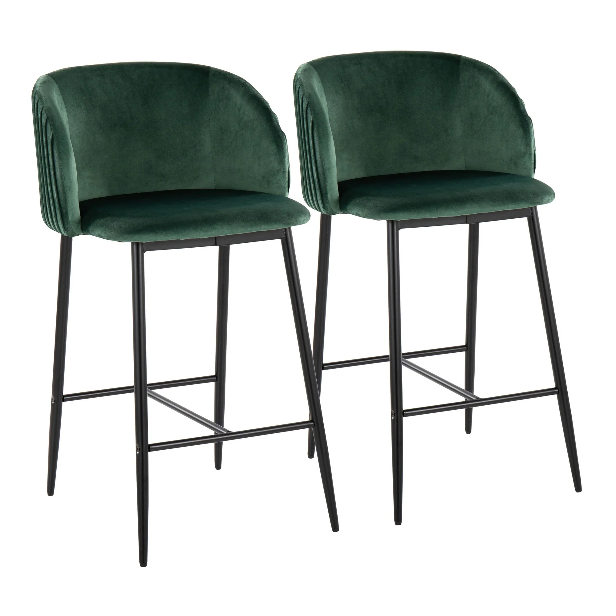 Fran Pleated Fixed-Height Counter Stool - Set of 2 Green By LumiSource - B26-FRANPLTV BKGN2