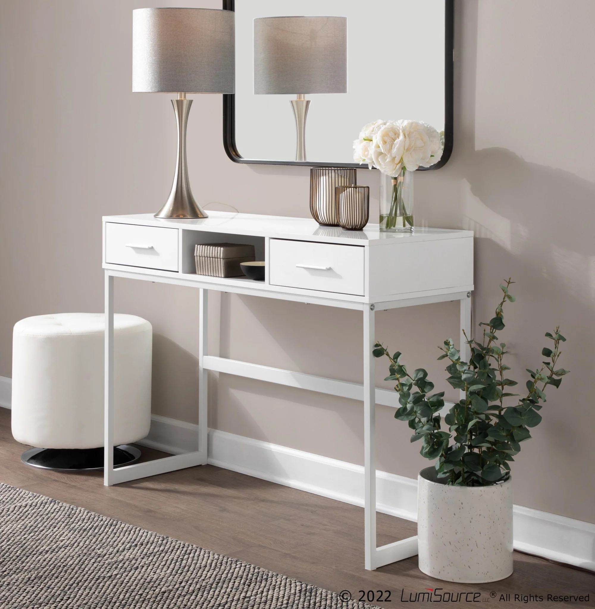 Franklin Console Table White By LumiSource