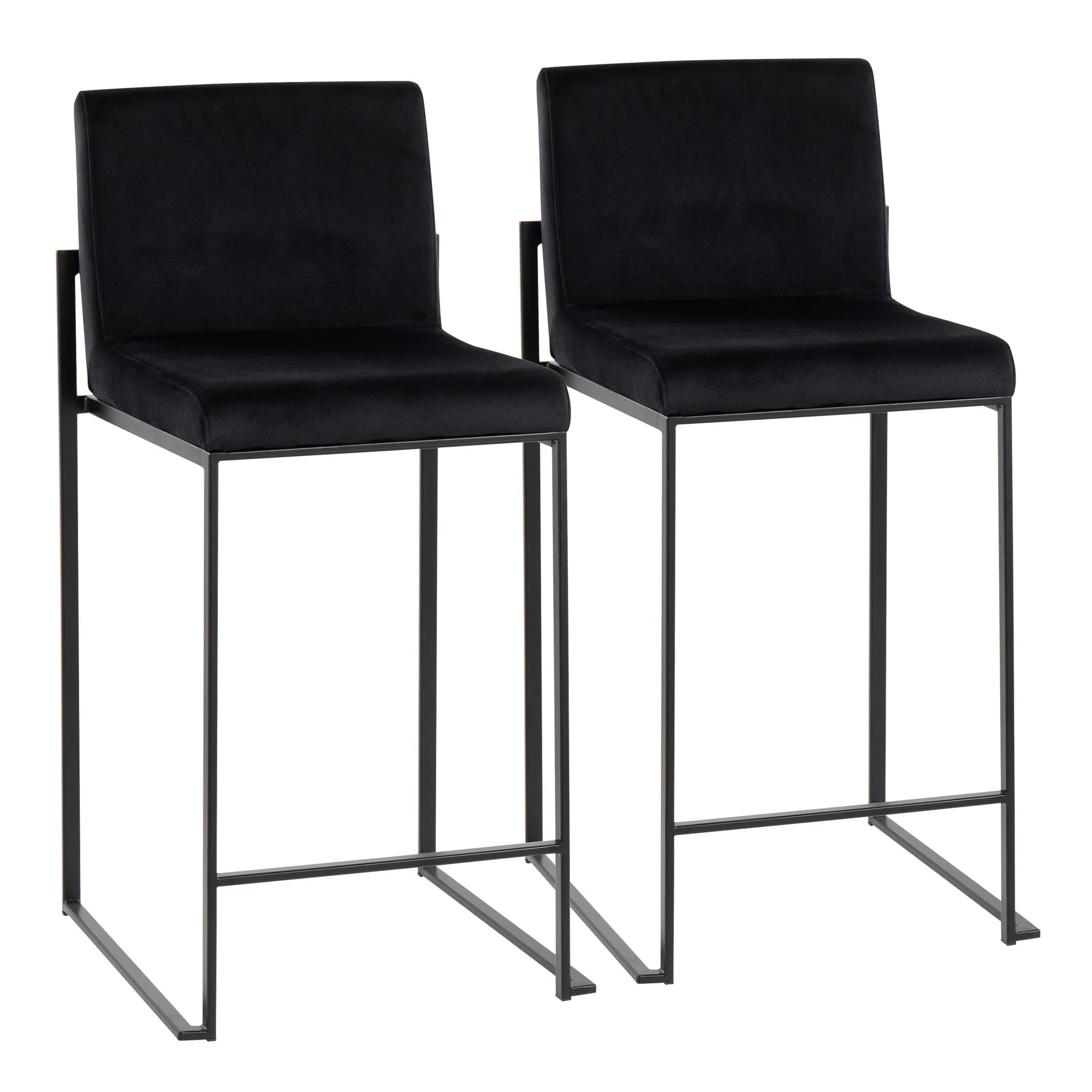 Fuji High Back Counter Stool - Set of 2 Black By LumiSource - B26-FUJIHB BKVBK2