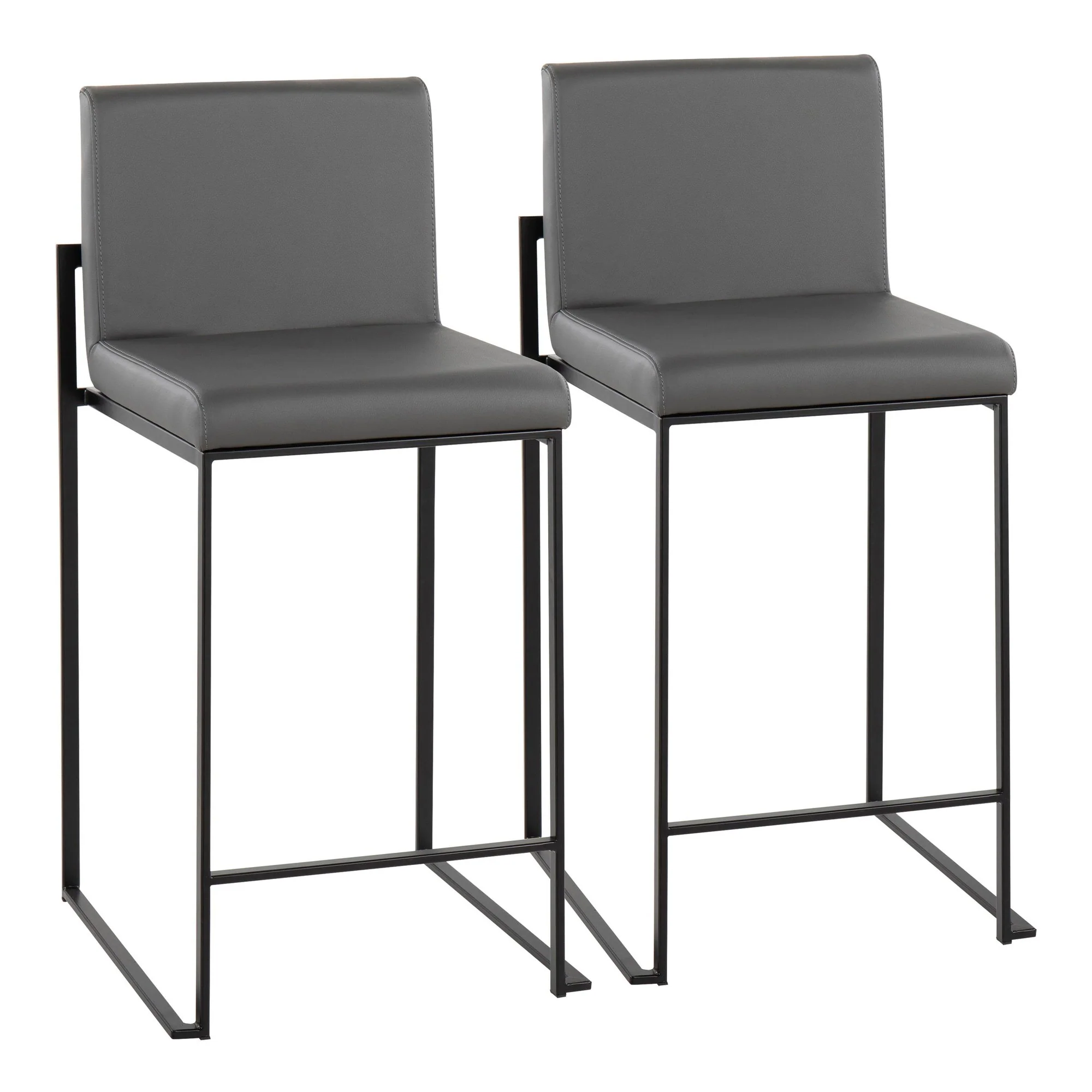 Fuji High Back Counter Stool - Set of 2 Gray By LumiSource - B26-FUJIHB BKGY2