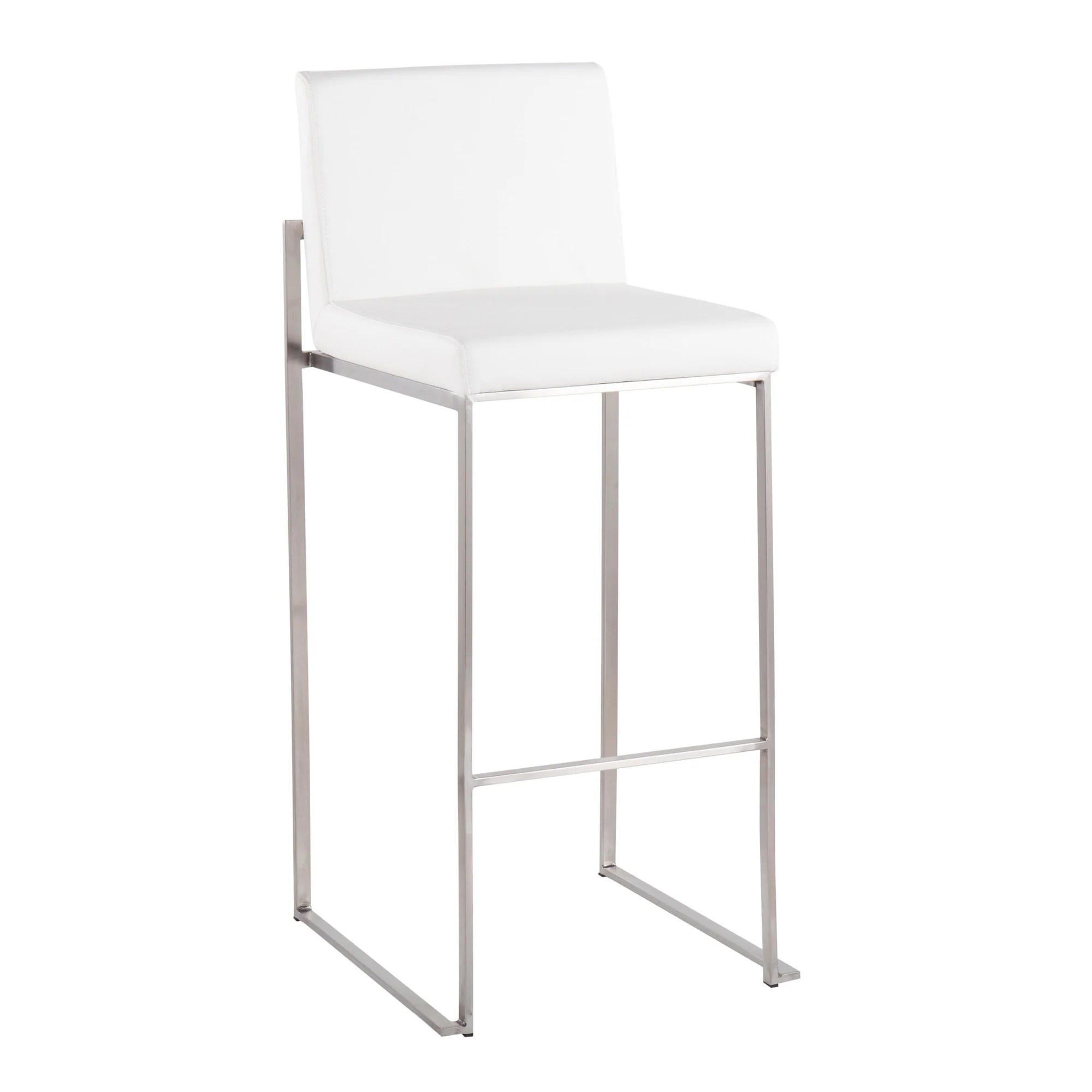 Fuji High Back Barstool - Set of 2 Gold Steel, Black PU By LumiSource - Image 27