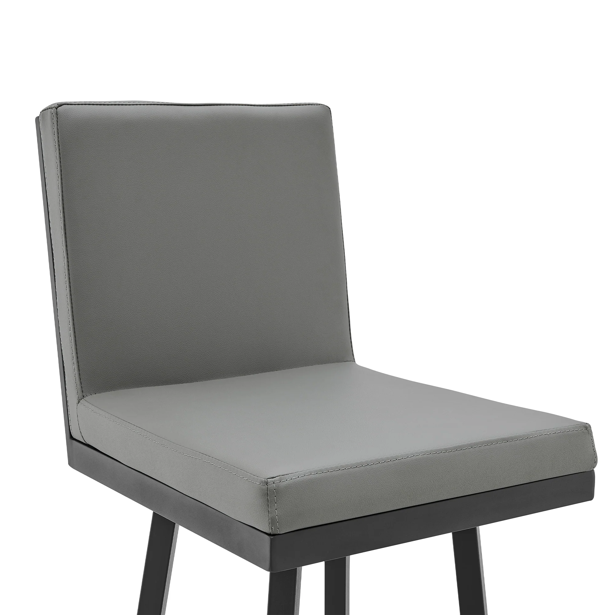 Gem 26" Swivel Modern Black Metal and Gray Faux Leather Bar and Counter Stool By Armen Living - Image 5