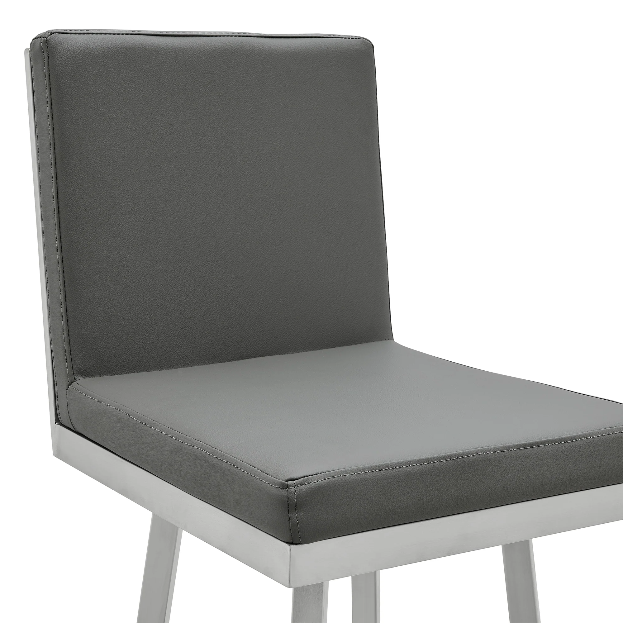 Gem 26" Swivel Modern Metal and Gray Faux Leather Bar and Counter Stool By Armen Living - Image 5