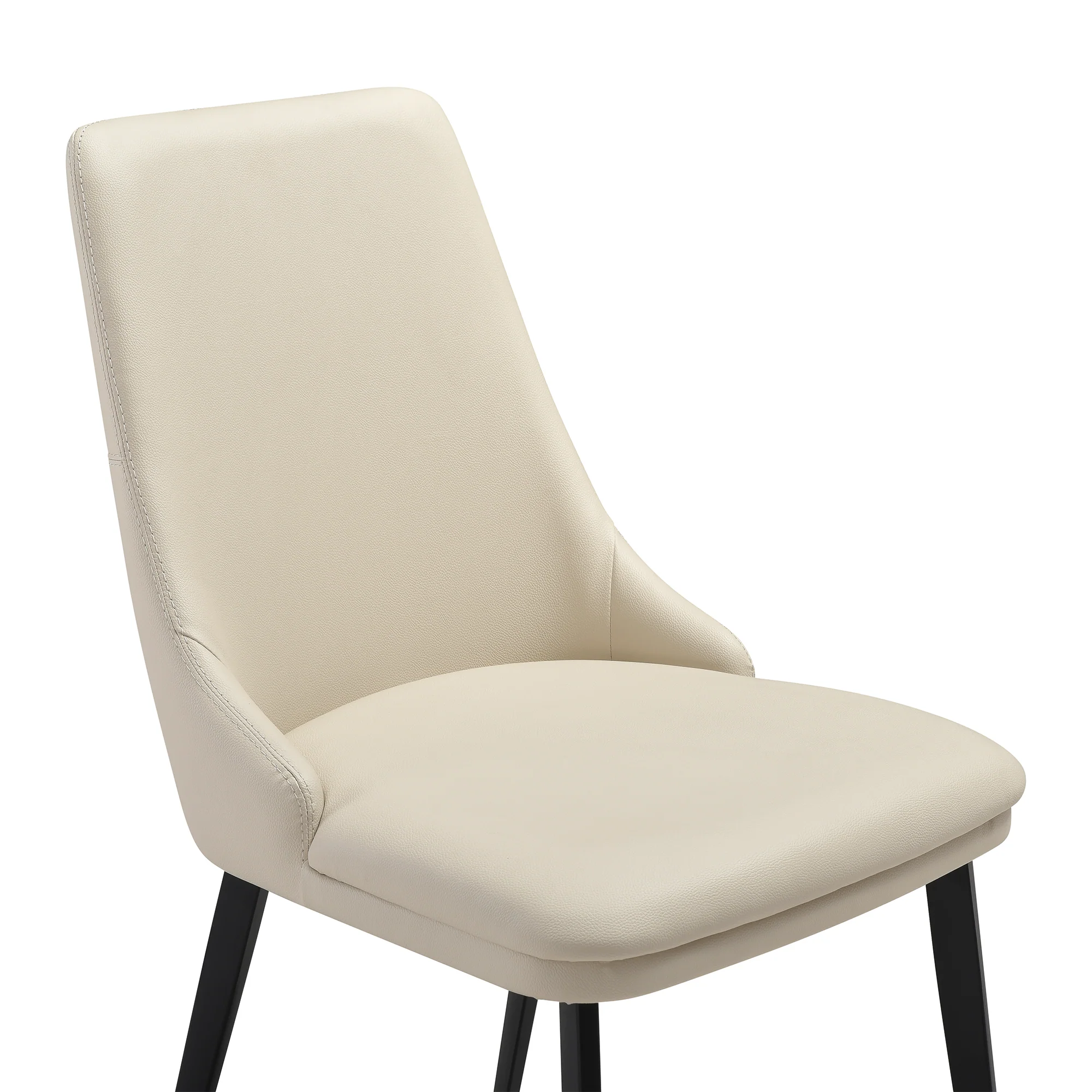 Genesis Upholstered Dining Chair in Beige Faux Leather with Black Metal Legs - Set of 2 By Armen Living - Image 7