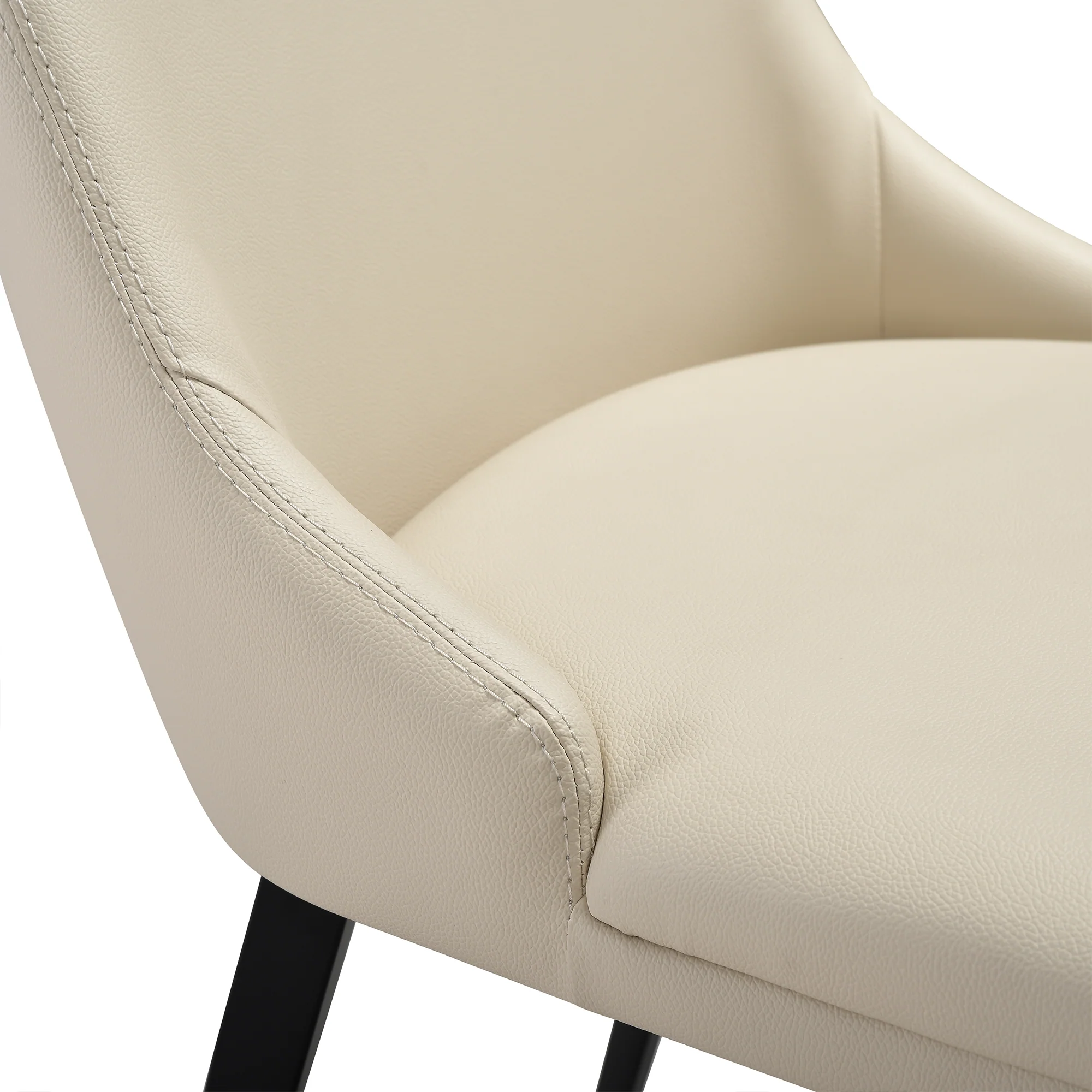 Genesis Upholstered Dining Chair in Beige Faux Leather with Black Metal Legs - Set of 2 By Armen Living - Image 9