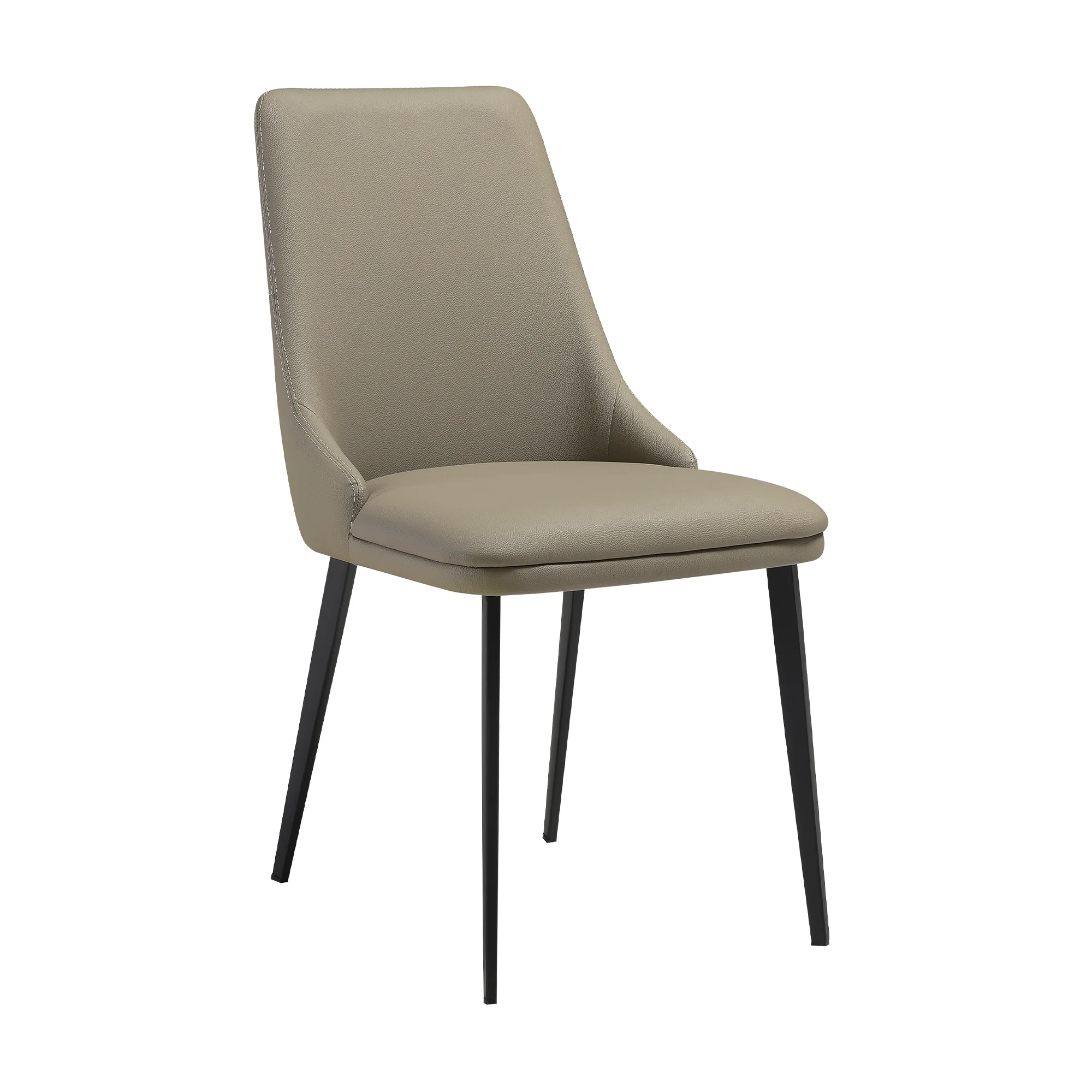 Genesis Upholstered Dining Chair in Taupe Gray Faux Leather with Black Metal Legs - Set of 2 By Armen Living - Image 4