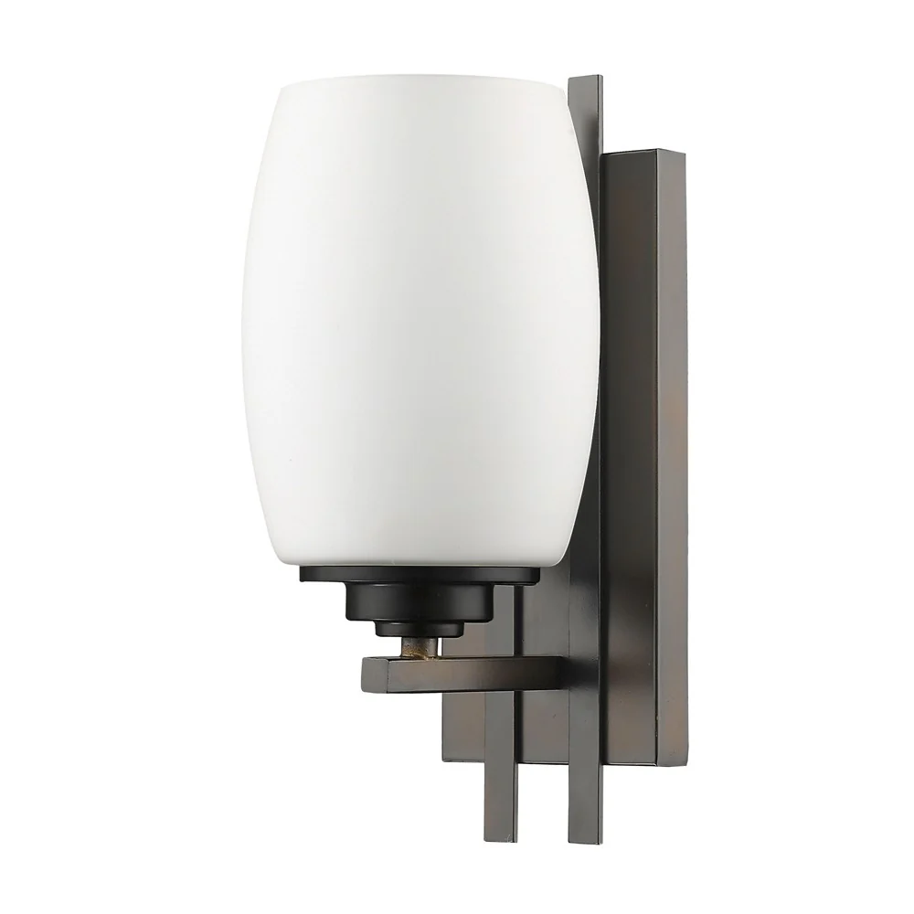 Geometric Bronze Wall Sconce with Frosted Glass Shade By Homeroots