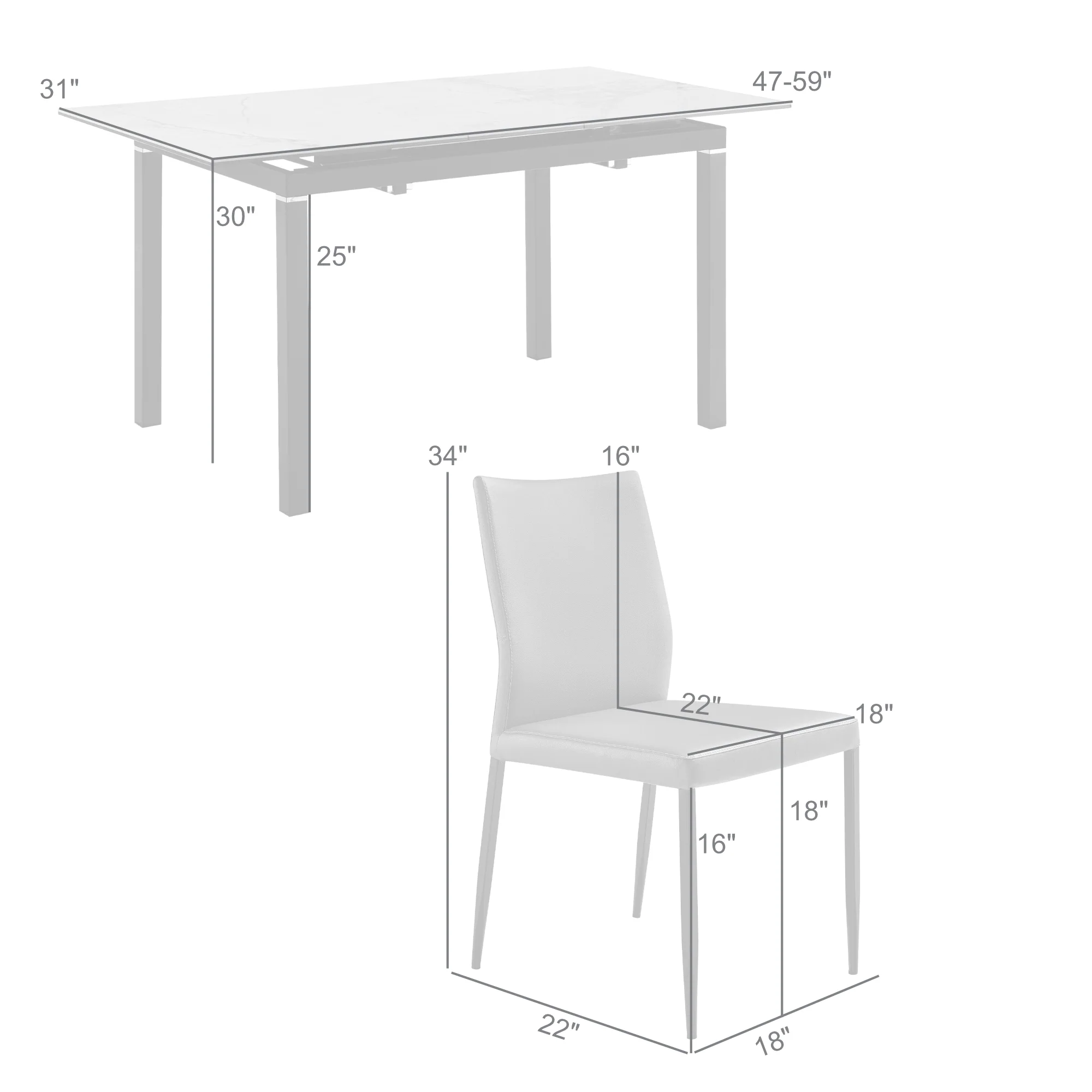 Giana Kash 5 Piece Extendable Dining Set with Black Faux Leather Chairs By Armen Living - Image 21