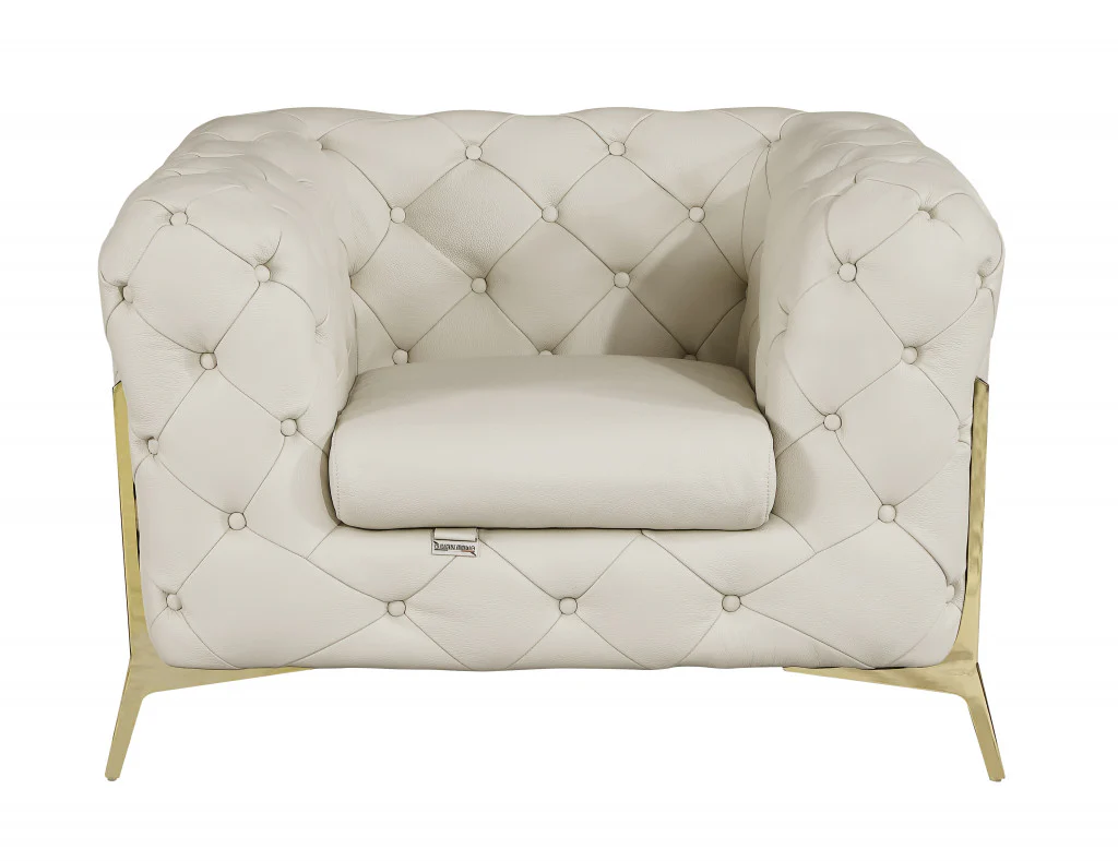 Glam Black and Chrome Tufted Leather Armchair By Homeroots - Image 11