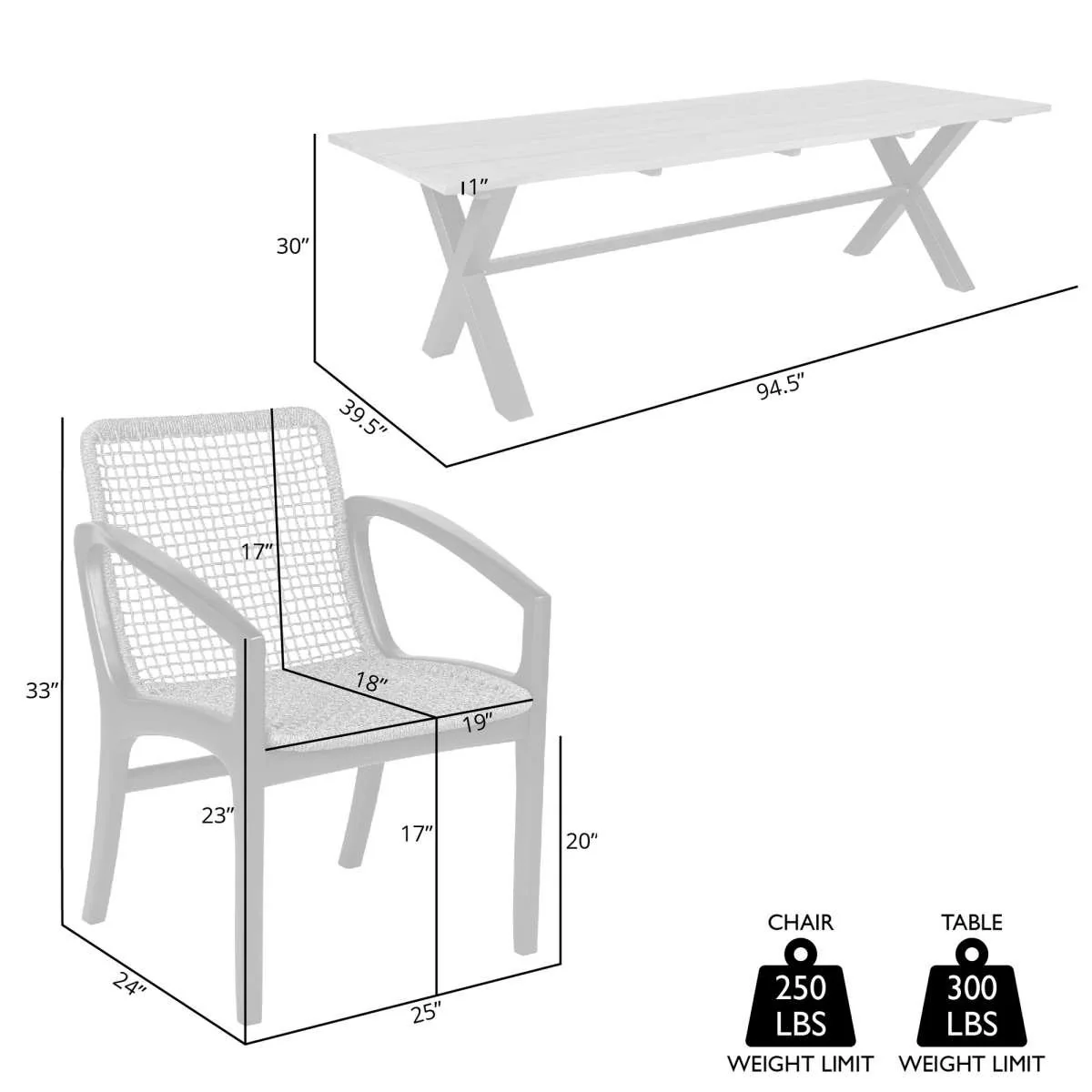 Glendora Beckham Outdoor Patio 7 Piece Live Edge Dining Set in Eucalyptus Wood and Gray Rope By Armen Living - Image 8