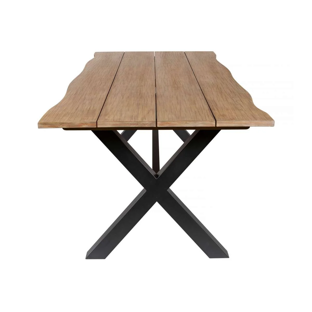 Glendora Island Outdoor Patio 5 Piece Live Edge Dining Set in Eucalyptus Wood and Silver Rope By Armen Living - Image 4