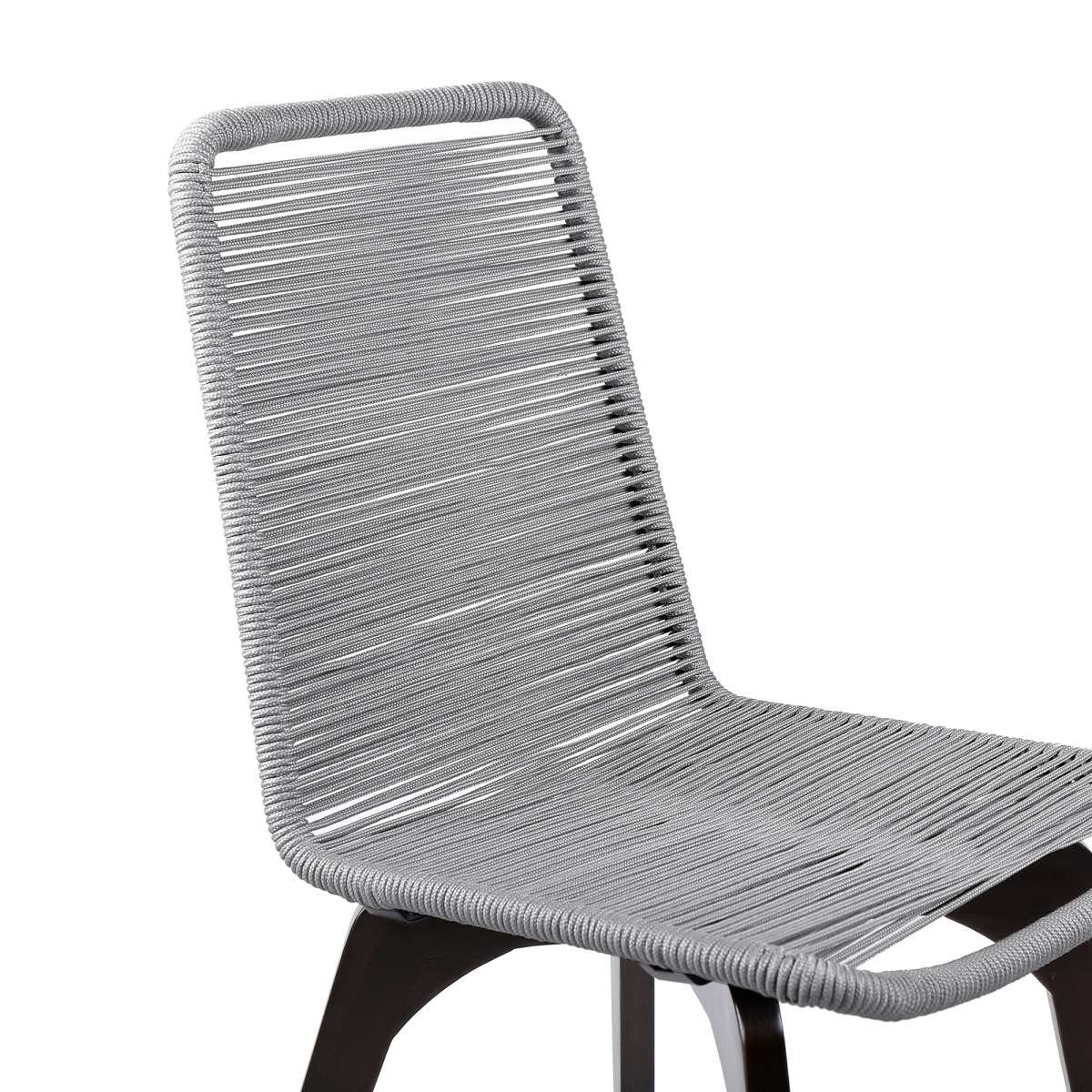 Glendora Island Outdoor Patio 5 Piece Live Edge Dining Set in Eucalyptus Wood and Silver Rope By Armen Living - Image 5