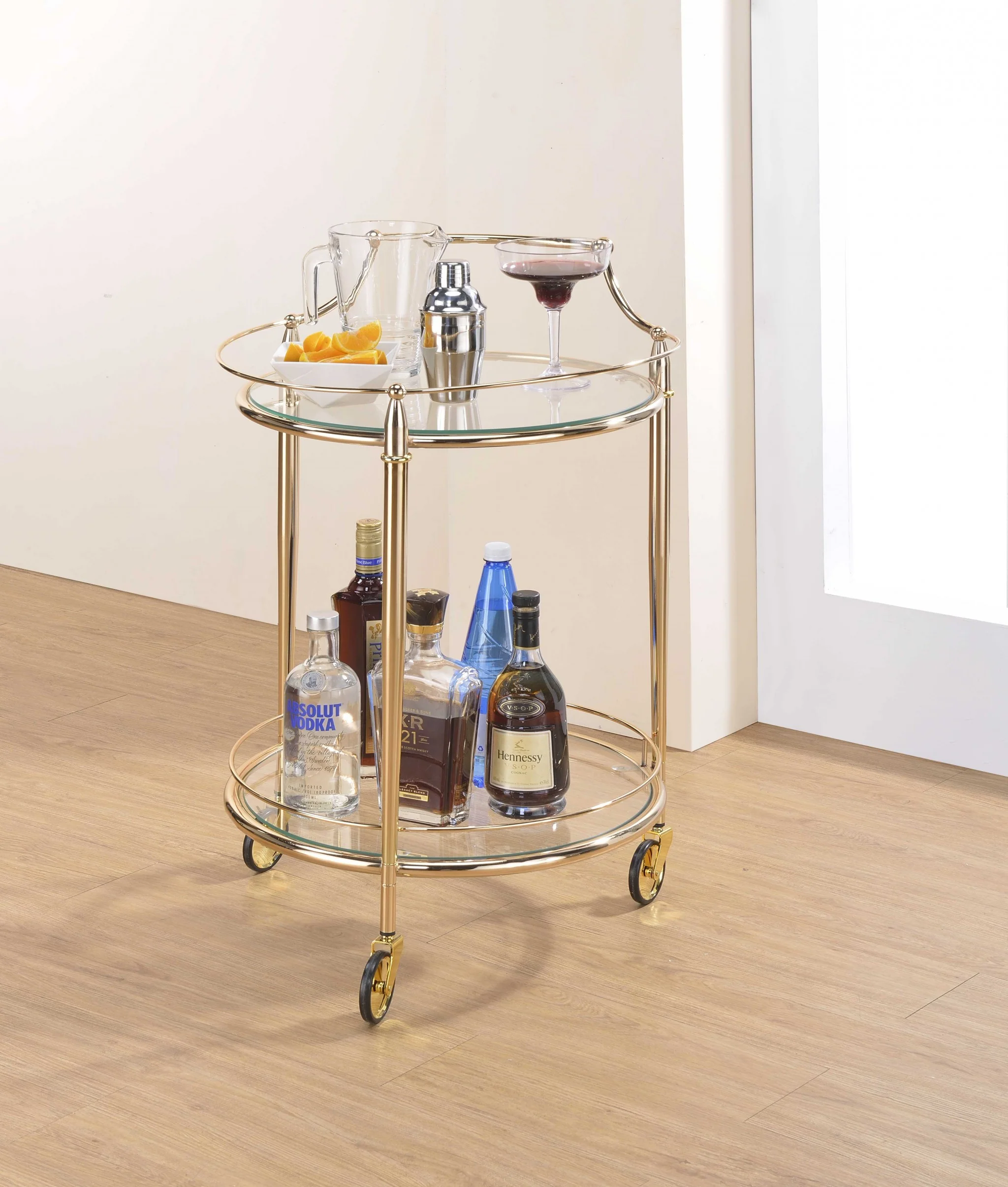 Gold And Clear Glass Serving Cart By Homeroots - 319136