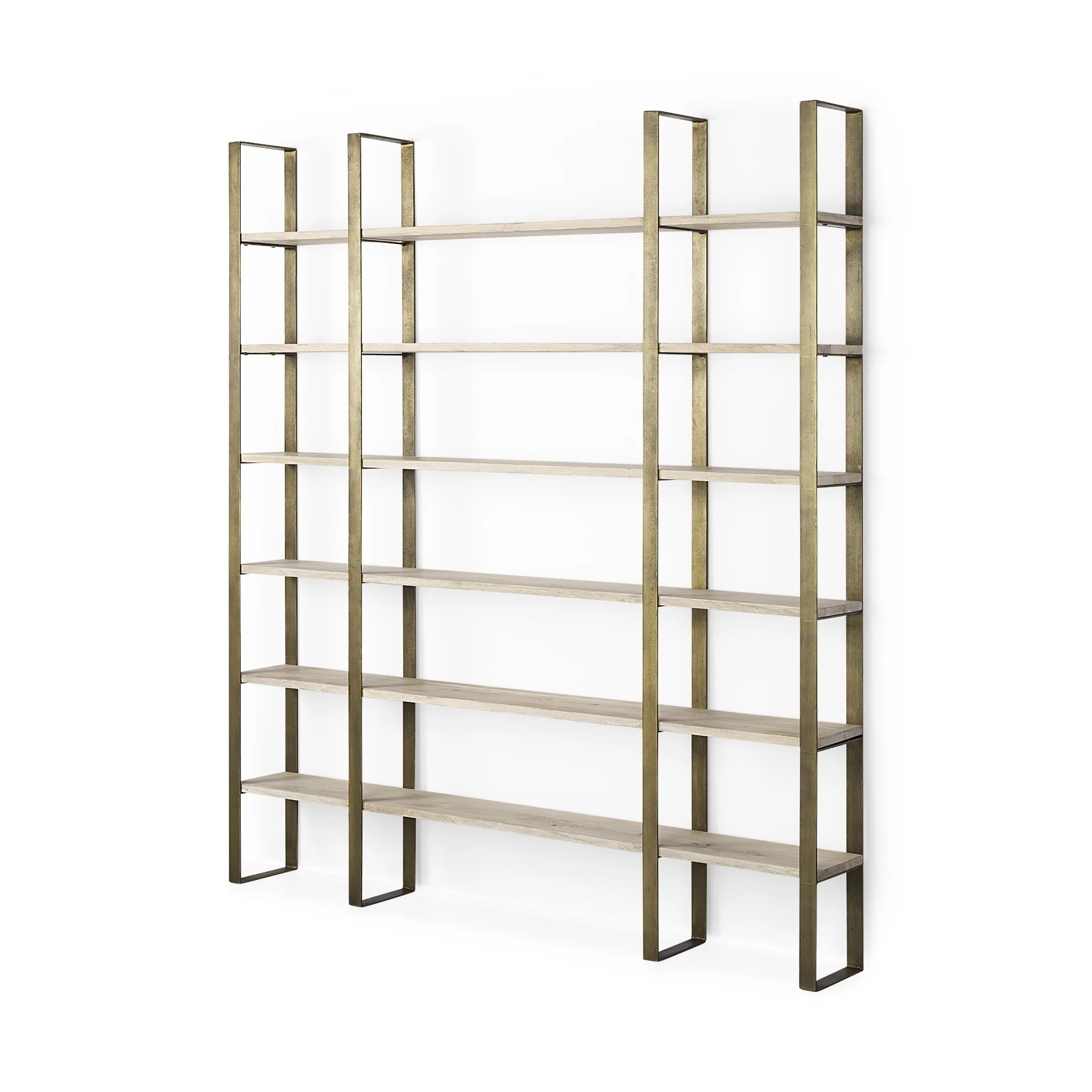 Gold Iron Framed Wooden Shelving Unit By Homeroots