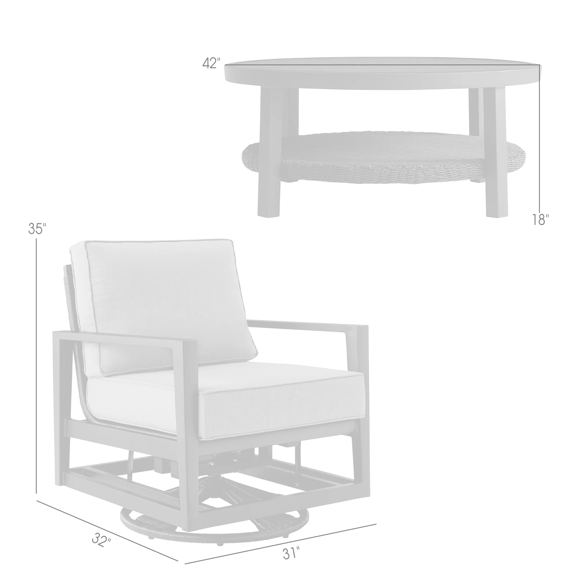 Grand 3 Piece Black Aluminum Outdoor Seating Set with Dark Gray Cushions By Armen Living - Image 9