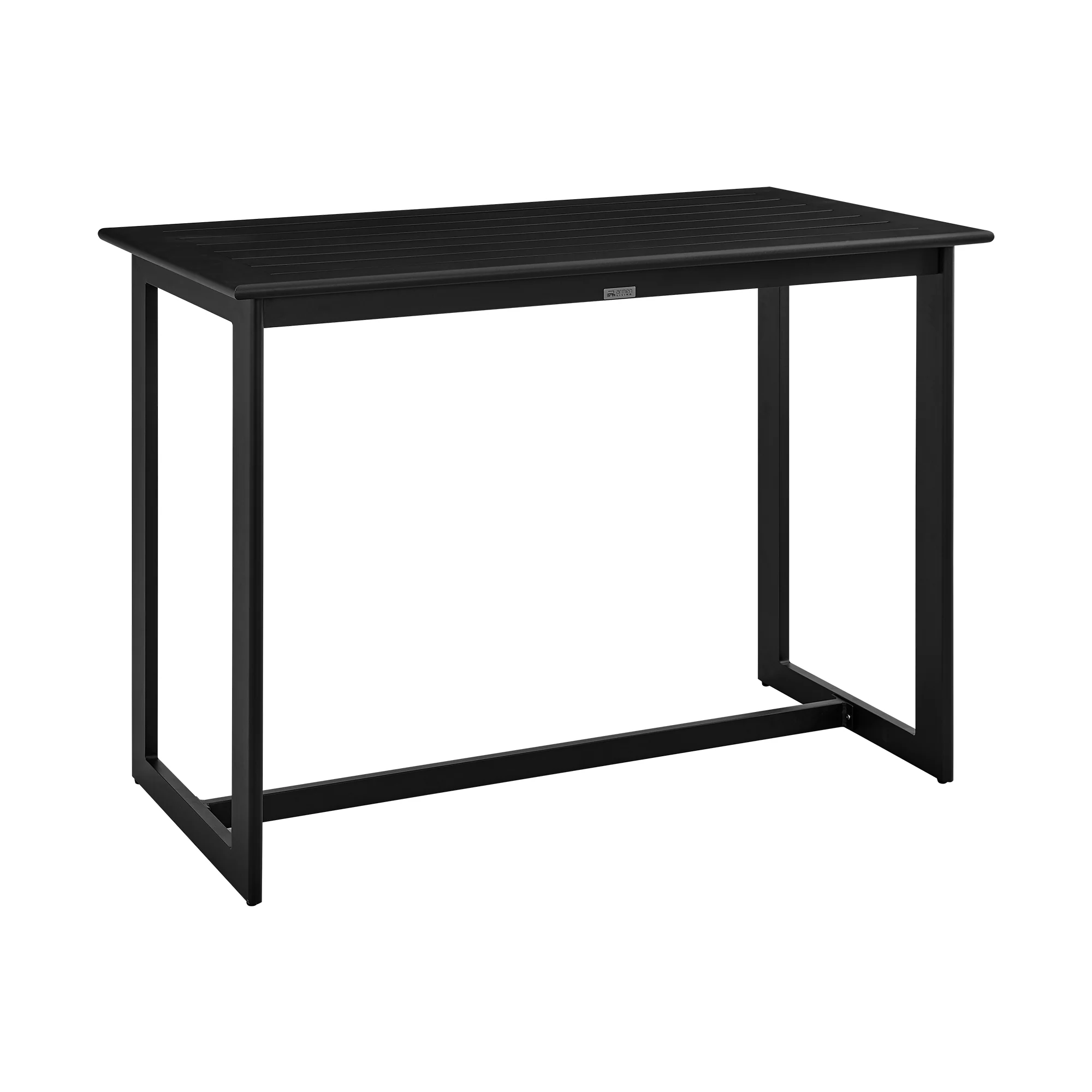 Grand Outdoor Patio 5-Piece Bar Table Set in Aluminum with Grey Cushions By Armen Living - Image 6