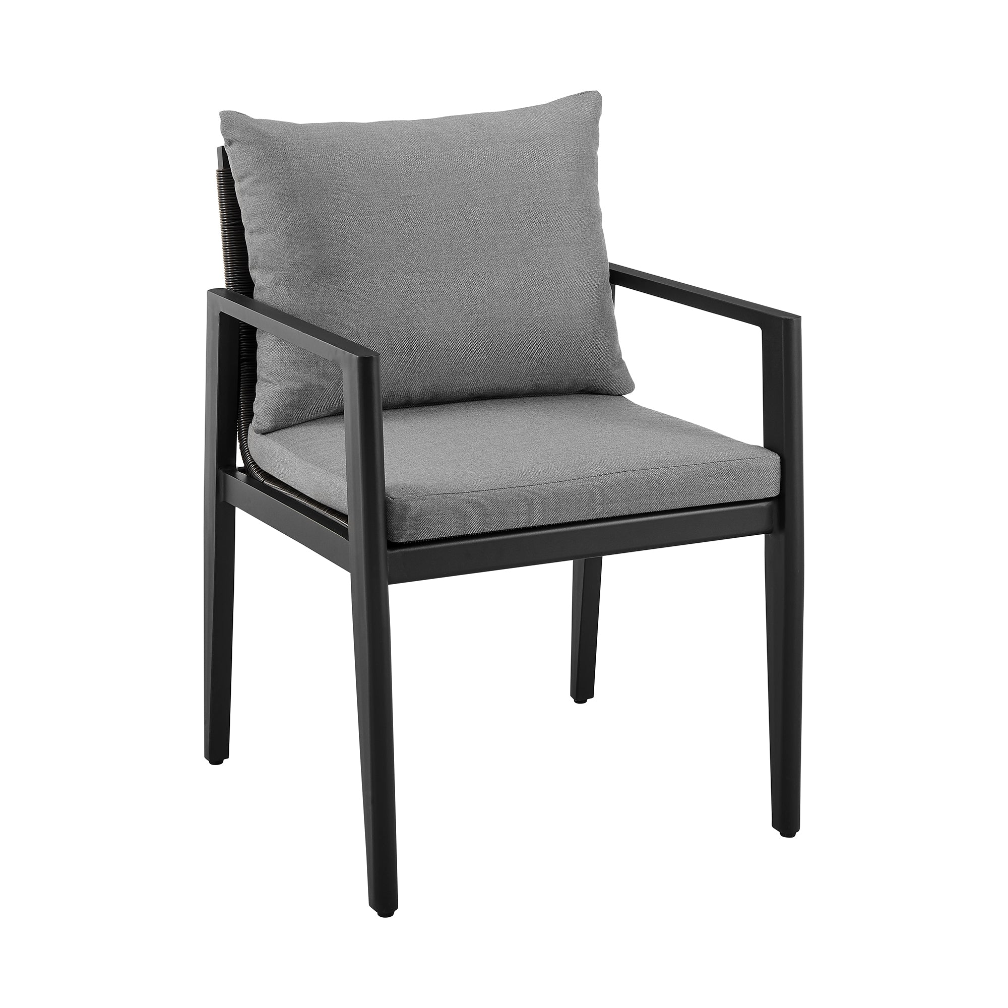 Grand Outdoor Patio 7-Piece Dining Table Set in Aluminum with Grey Cushions By Armen Living - Image 3
