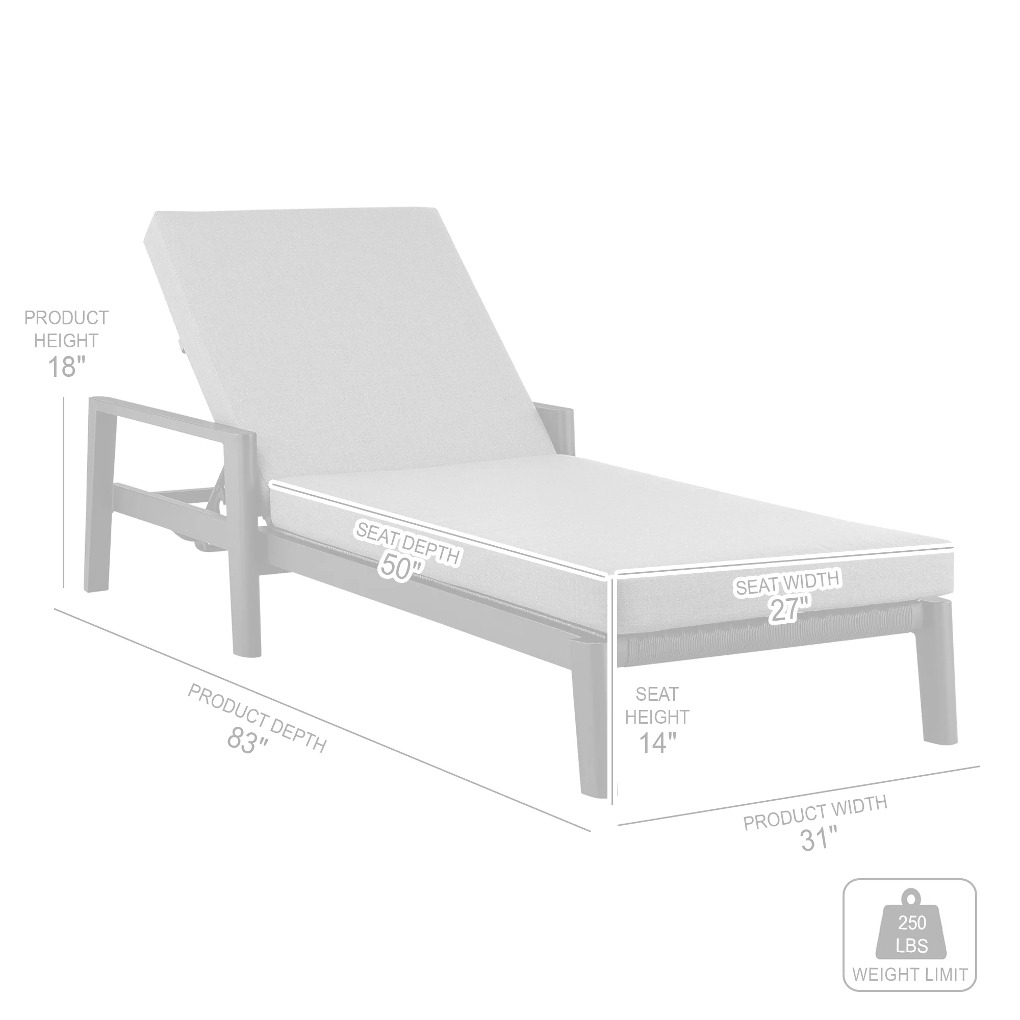 Grand Outdoor Patio Adjustable Chaise Lounge Chair in Aluminum with Grey Cushions By Armen Living - Image 9