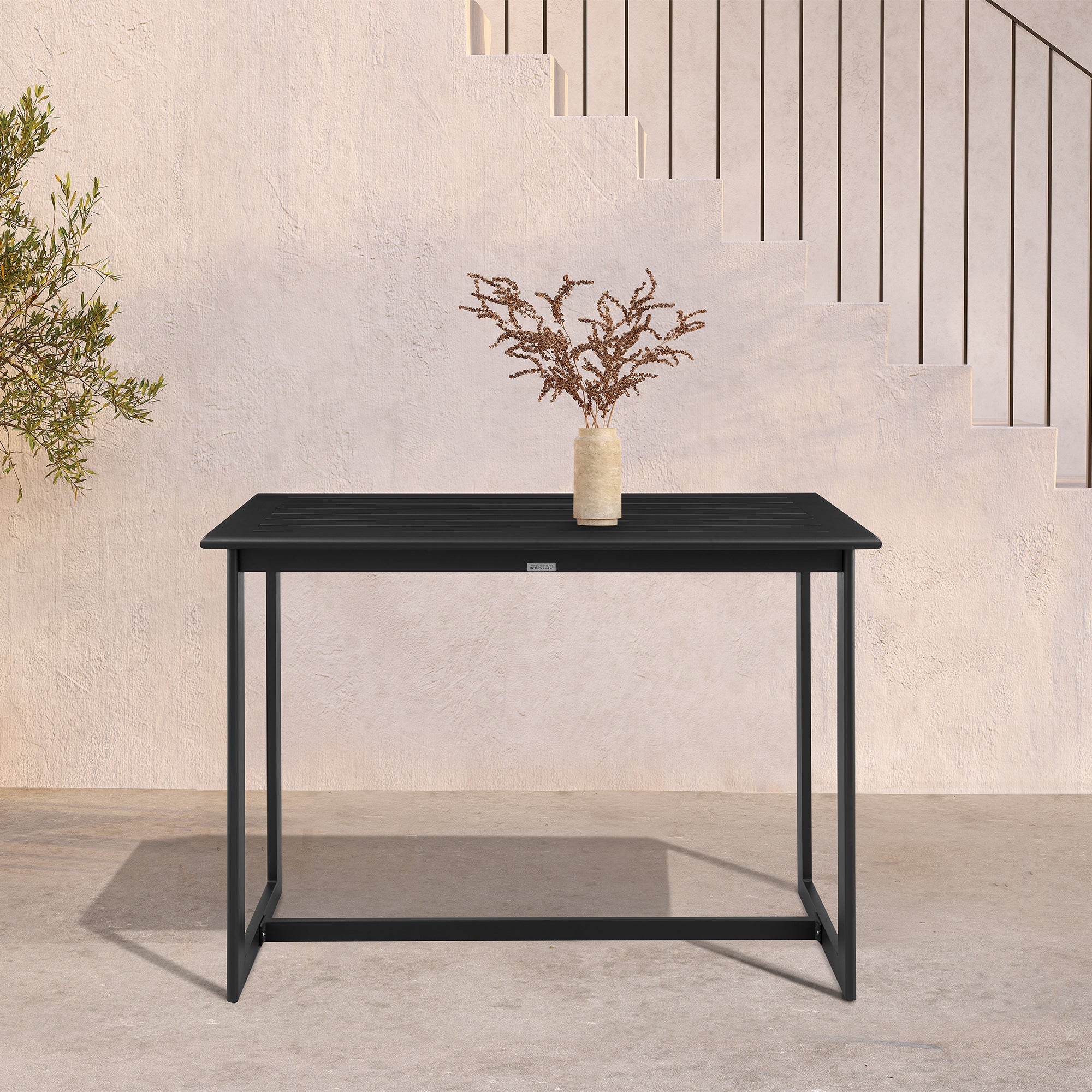 Grand Outdoor Patio Bar Height Dining Table in Aluminum By Armen Living