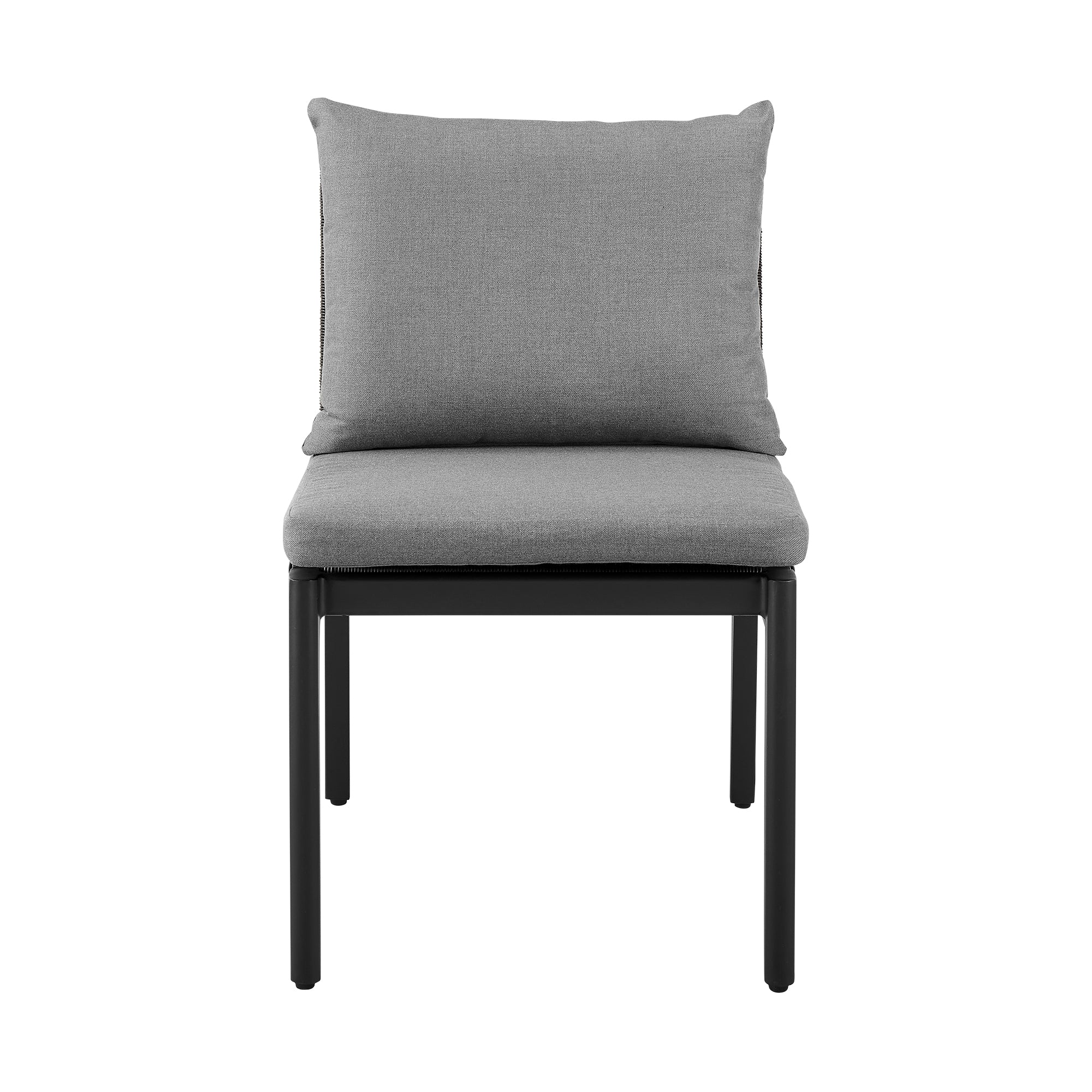 Grand Outdoor Patio Dining Chairs in Aluminum with Grey Cushions - Set of 2 By Armen Living - Image 5