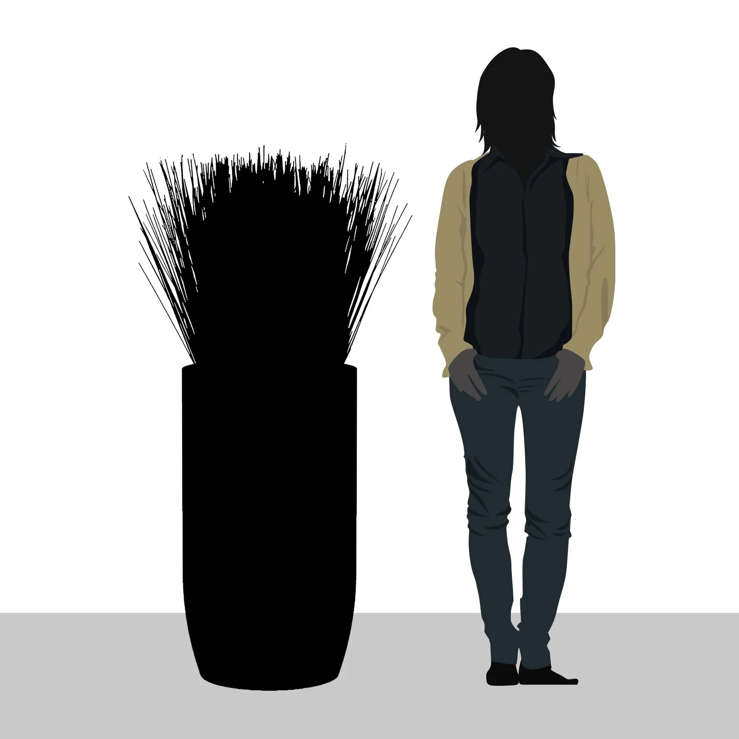 Grass: Cortada Grass in Barrel Planter MD, White Satin By Gold Leaf - Image 4