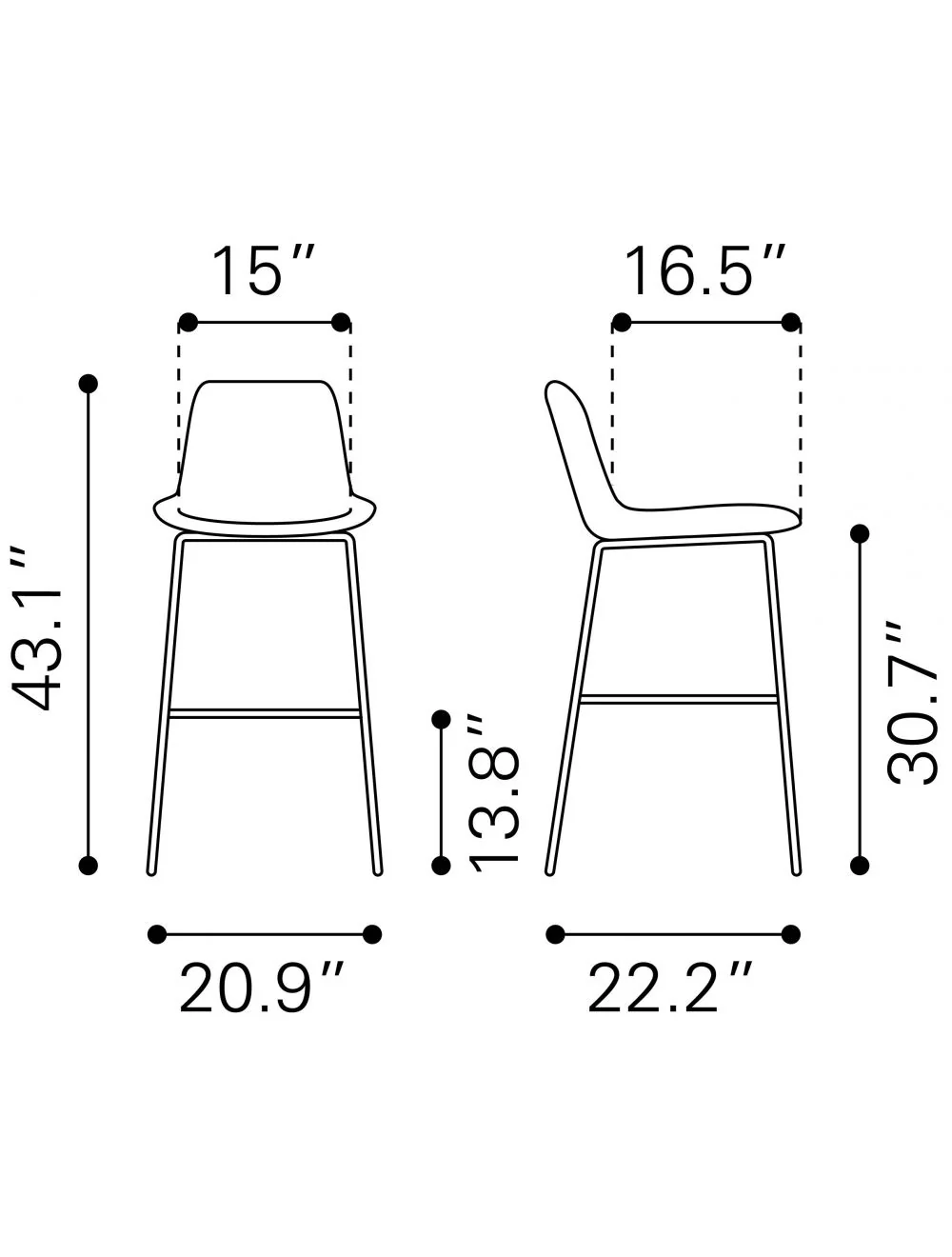 Gray and Black Bar Chair By Homeroots - Image 8