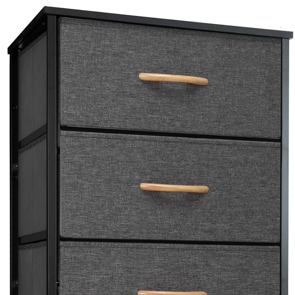Gray And Black Steel And Fabric Six Drawer Dresser By Homeroots - Image 4