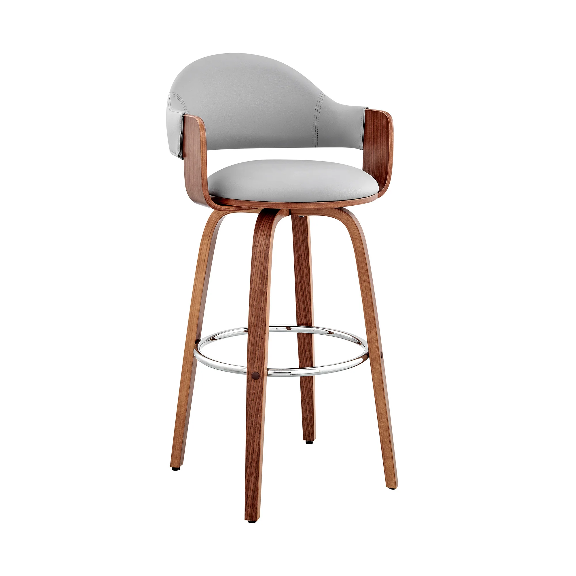 Gray And Brown Swivel Low Back Bar Height Bar Chair By Homeroots