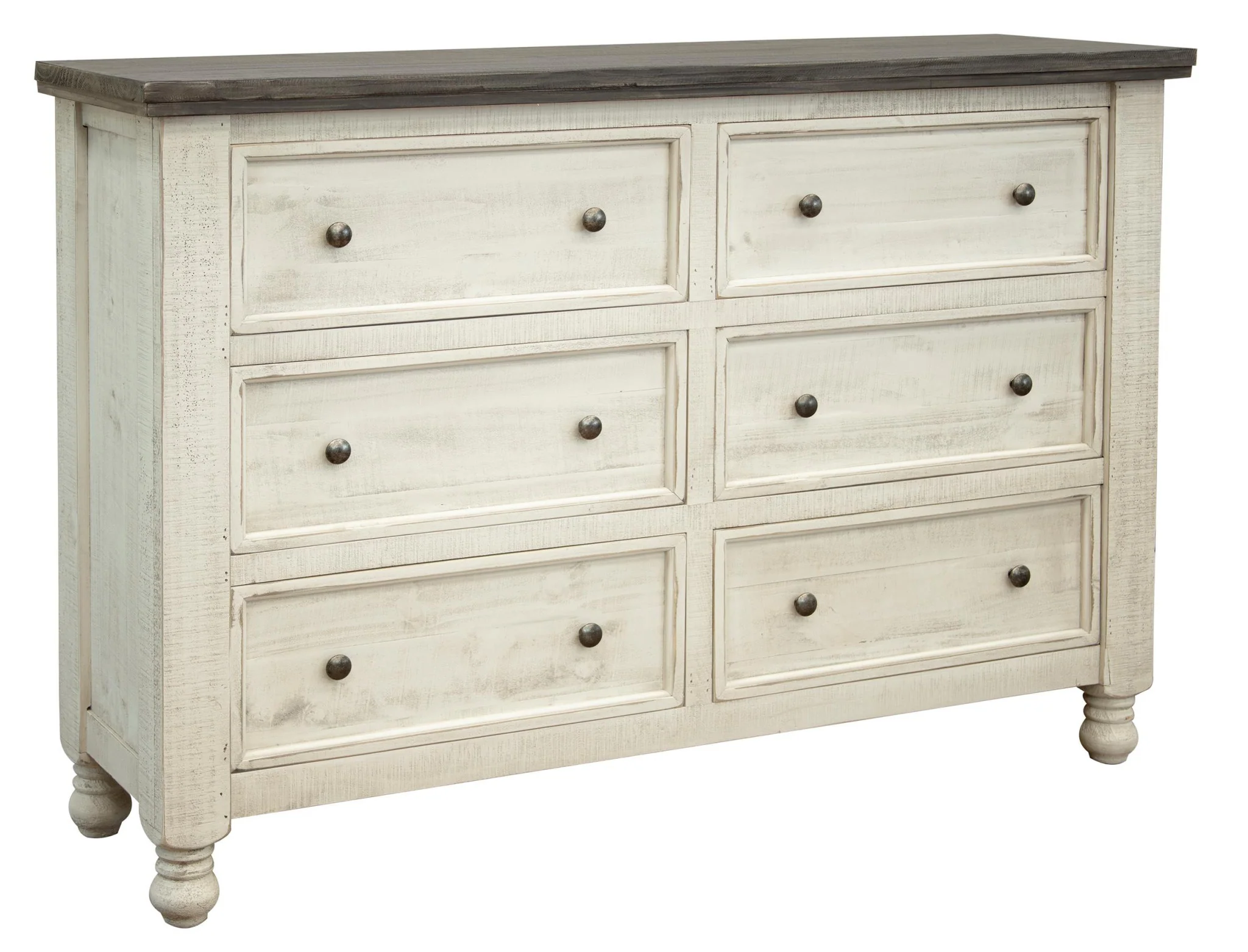Gray and Ivory Solid Wood Six Drawer Double Dresser By Homeroots