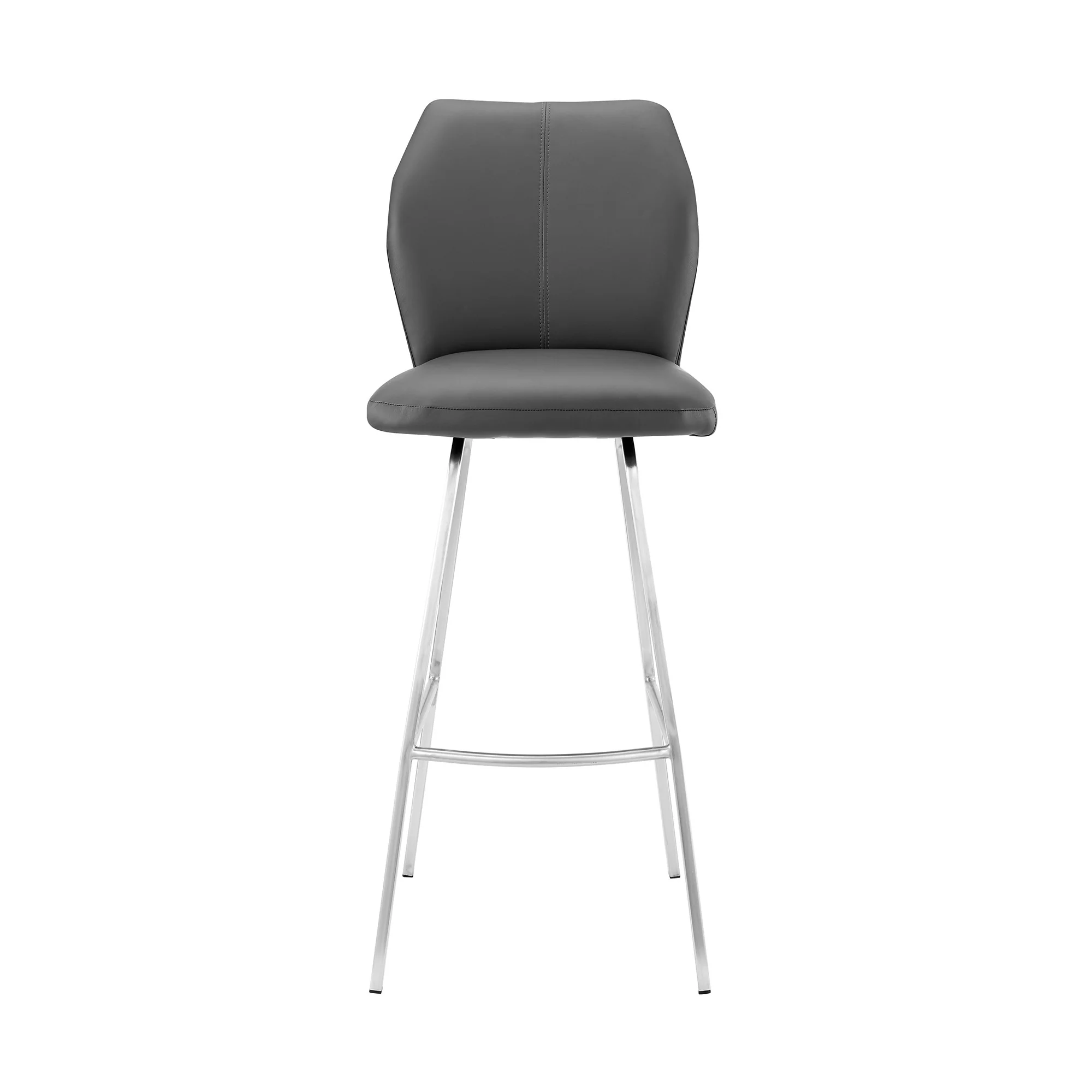 Gray And Silver Faux Leather And Iron Counter Height Bar Chair By Homeroots - Image 3