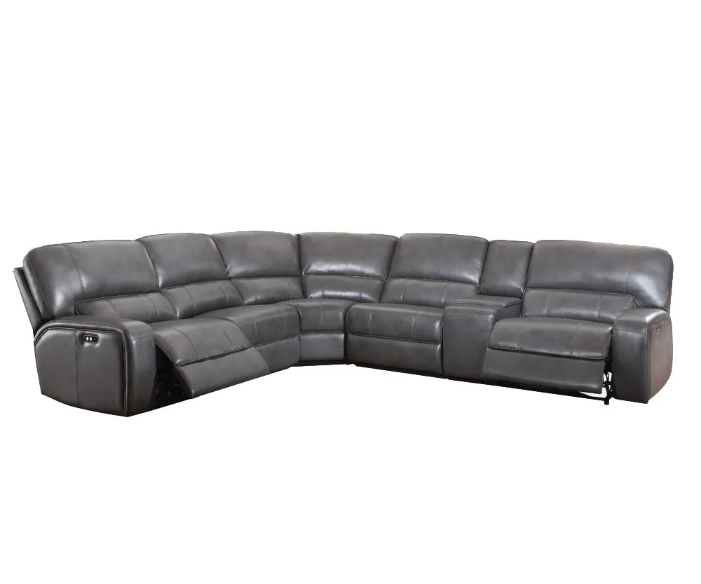 Gray Leather-Aire Upholstery Metal Reclining Mechanism Sectional Sofa (Power MotionUSB Dock) By Homeroots