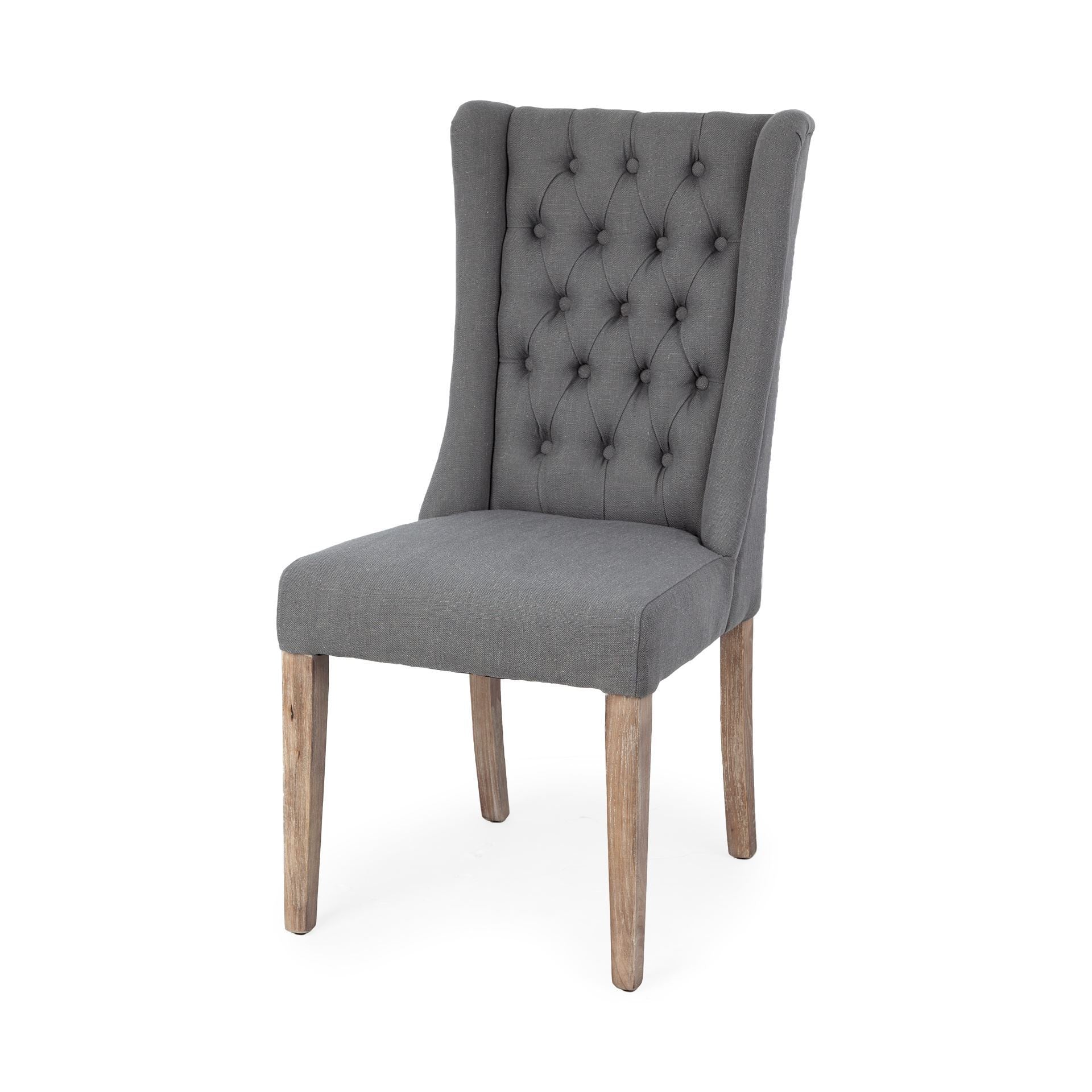 Gray Plush Linen Covering With Ash Solid Wood Base Dining Chair By Homeroots