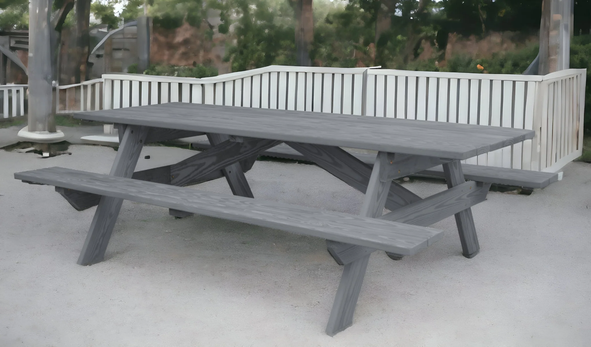 Gray Solid Wood Outdoor Picnic Table By Homeroots