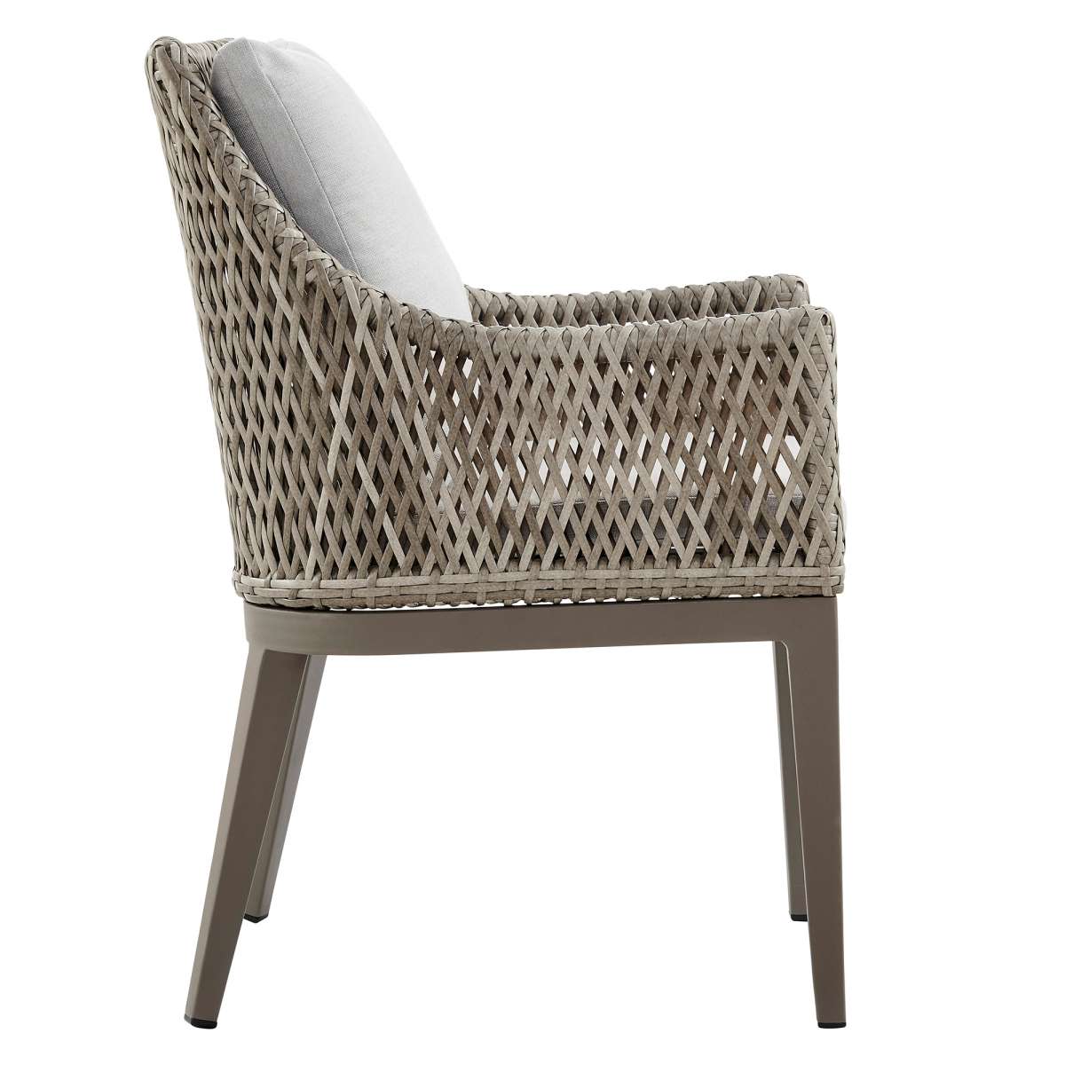 Grenada Outdoor Wicker and Aluminum Gray Dining Chair with Beige Cushions - Set of 2 By Armen Living - Image 5