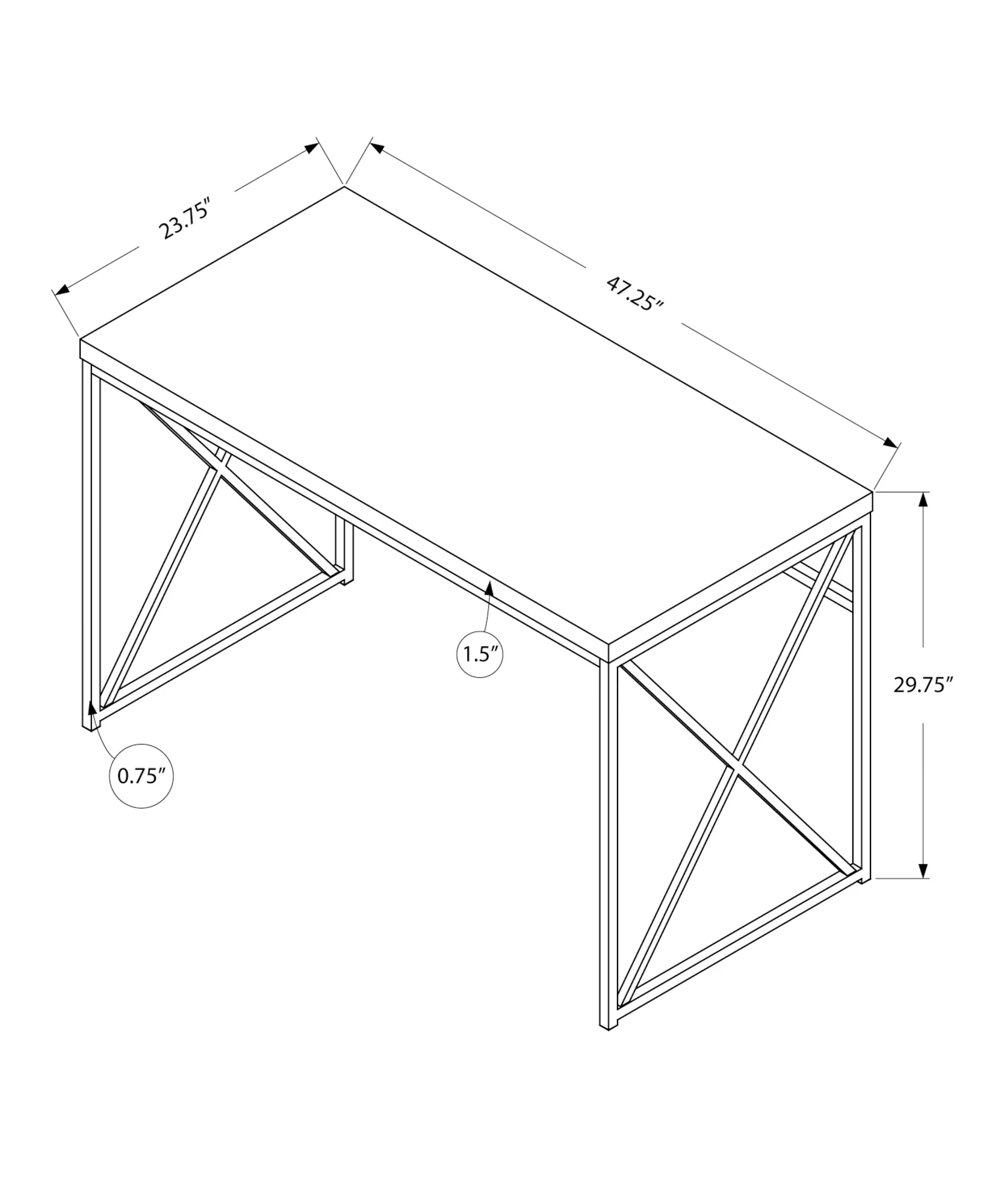 Grey Black Particle Board Metal Computer Desk By Homeroots - Image 7