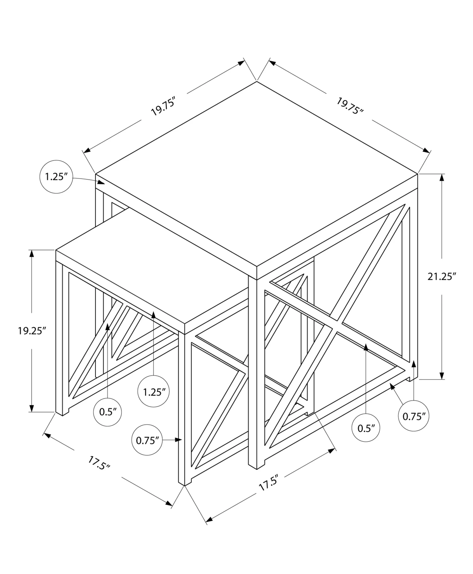 Grey Particle Board Metal 2pcs Nesting Table Set By Homeroots - 333104 - Image 3