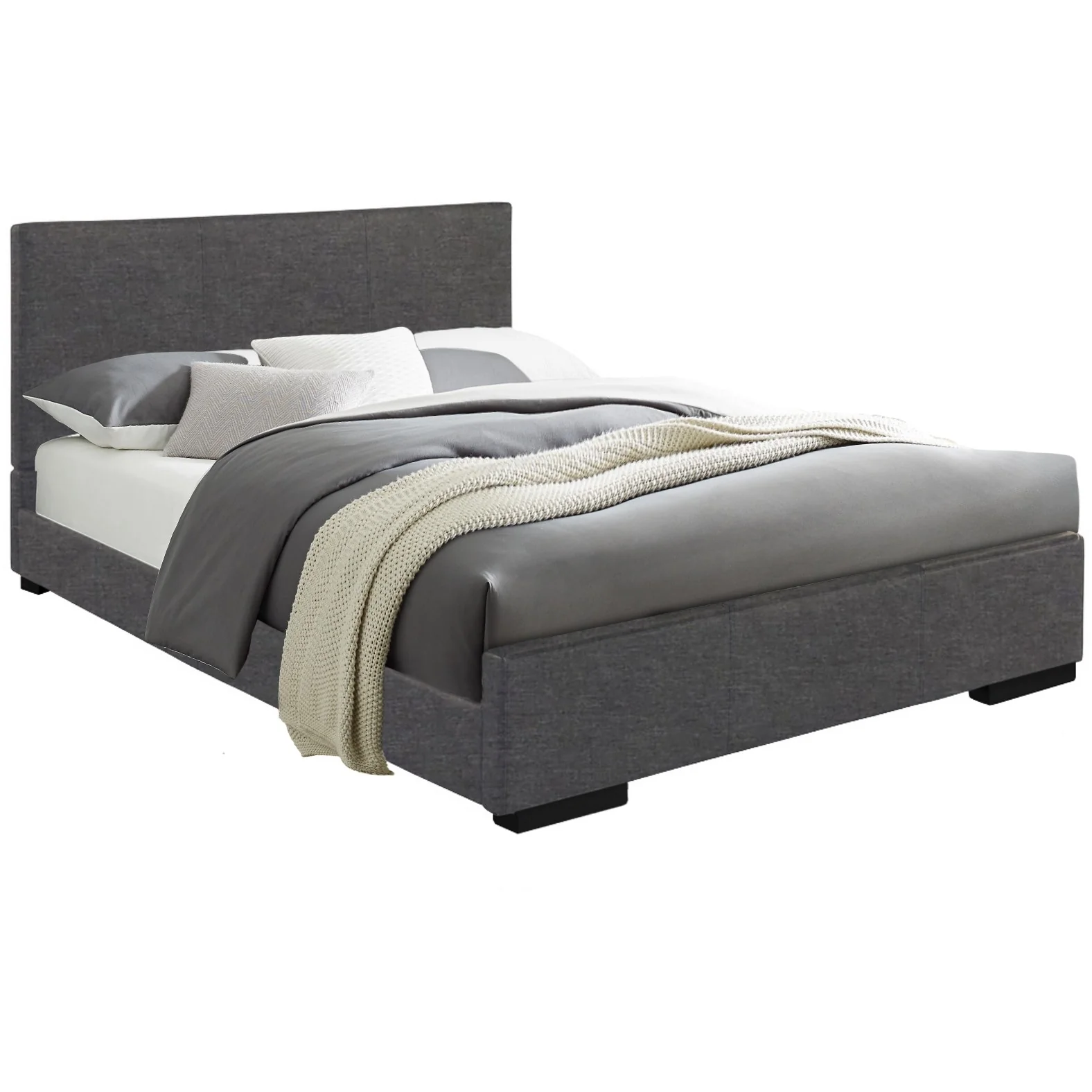 Grey Platform Queen Bed By Homeroots - Image 3