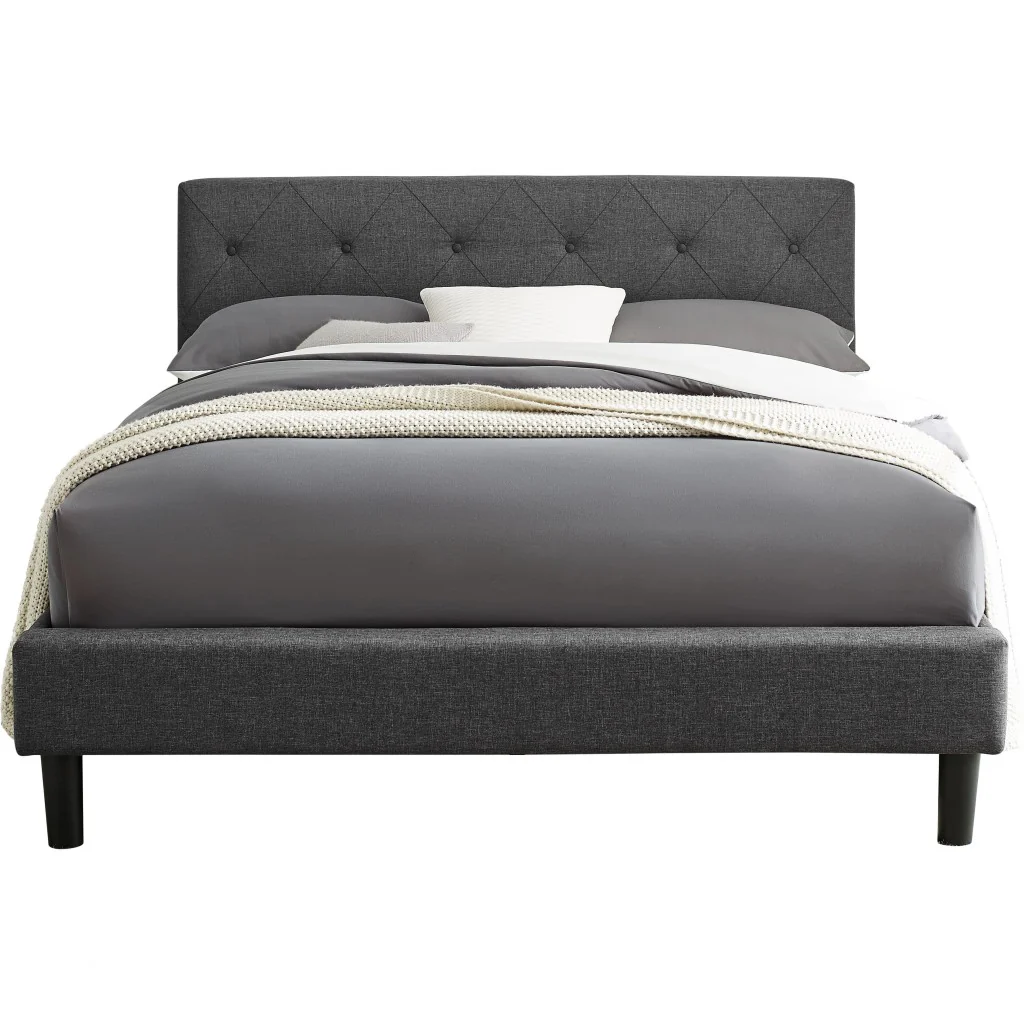 Grey Queen Platform Bed By Homeroots - Image 2