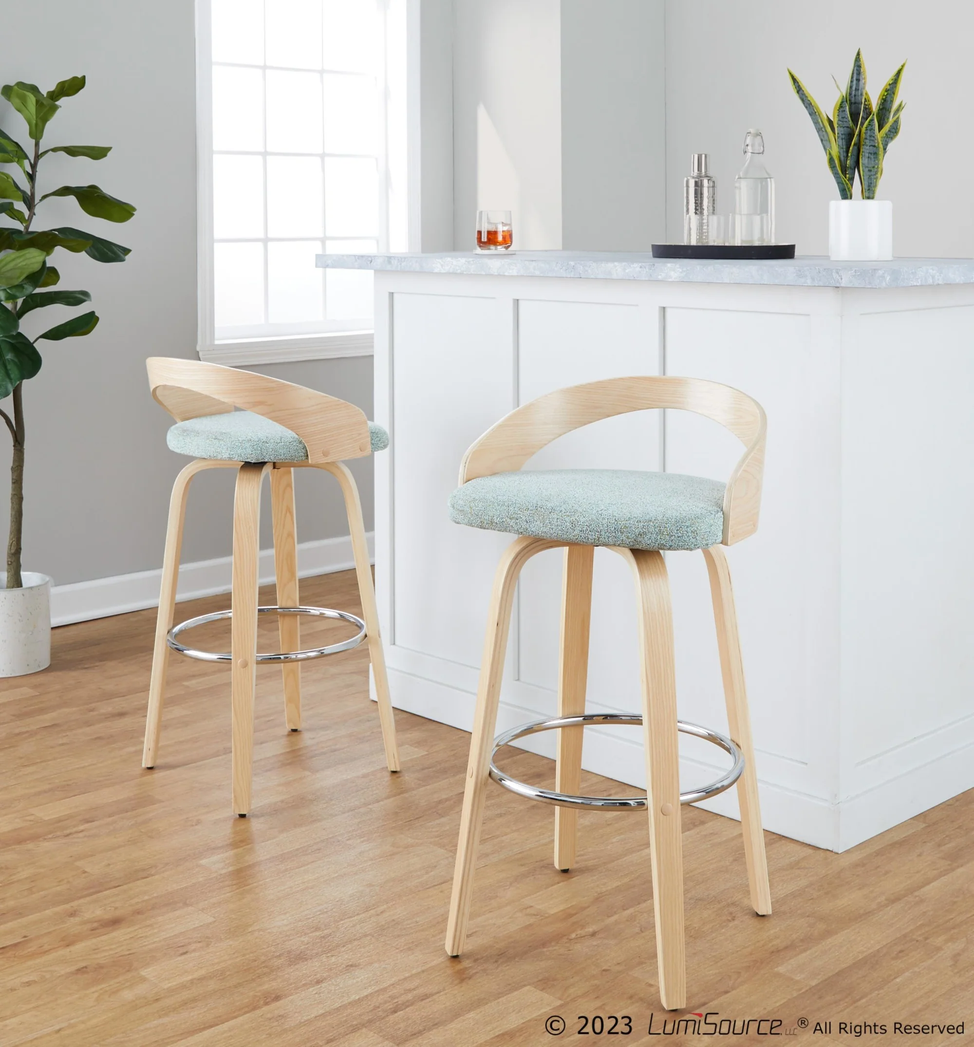 Grotto 30" Fixed-Height Barstool - Set of 2 By LumiSource - B30-GROTTOFB-GRTZR2 NANALGN2