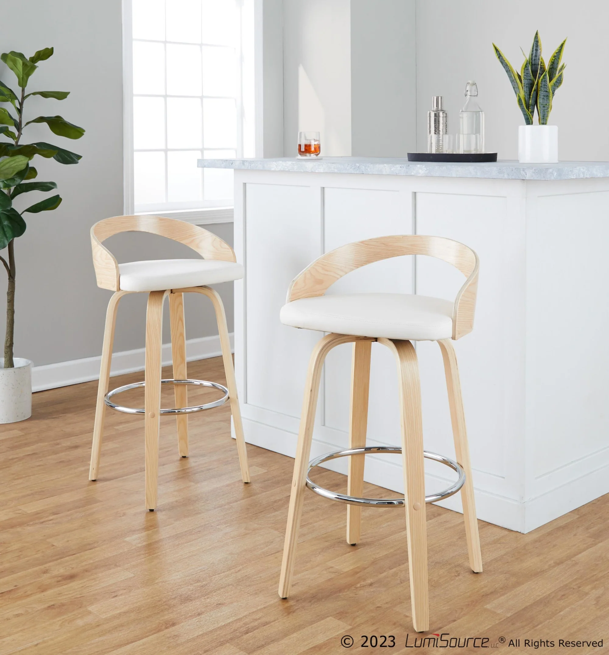 Grotto 30" Fixed-Height Barstool - Set of 2 By LumiSource - B30-GROTTOPU-GRTZR2 NANABN2 - Image 22
