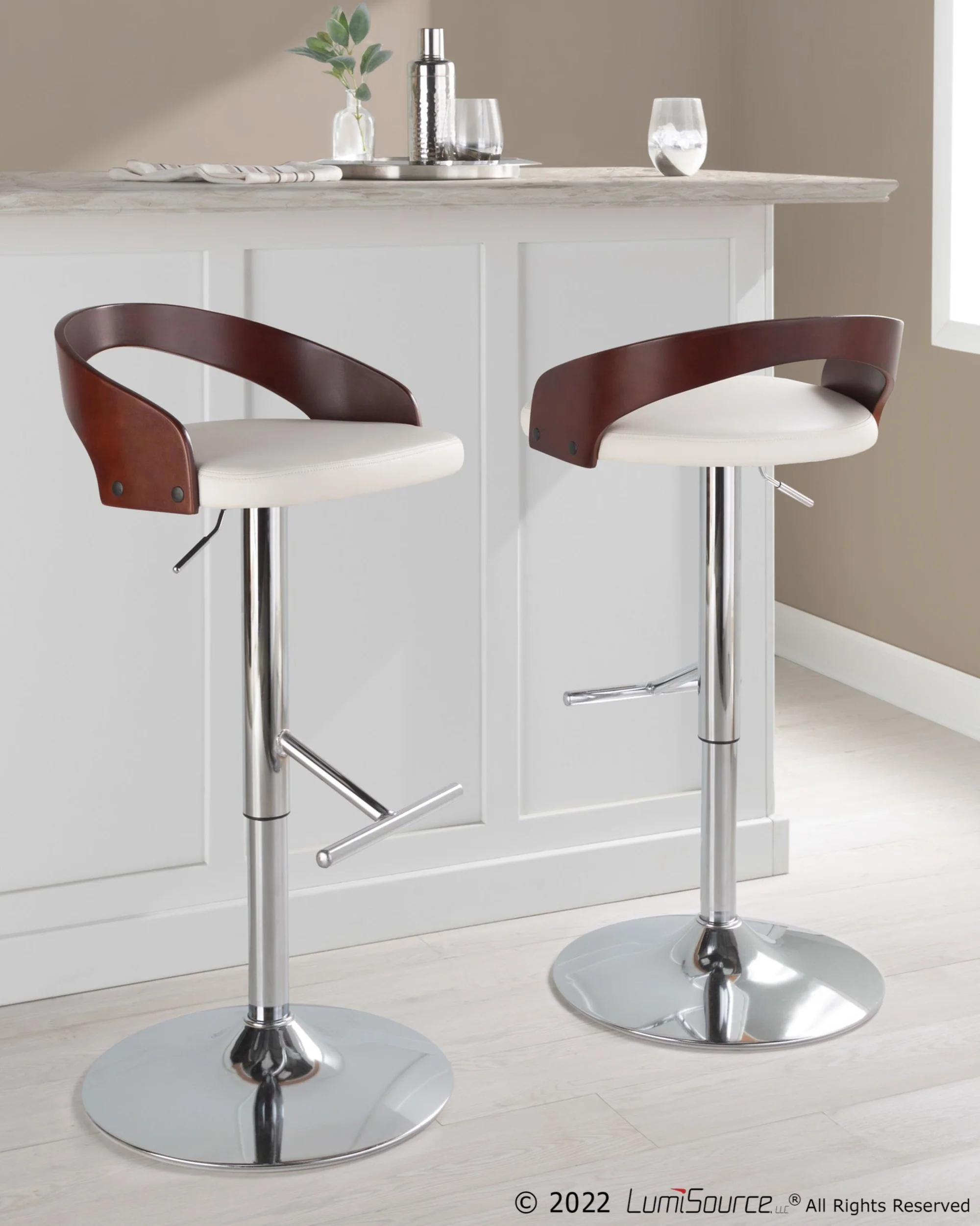 Grotto Adjustable Barstool - Set of 2 By LumiSource - BS-GROTTOPU-STRT2 CHRCHW2