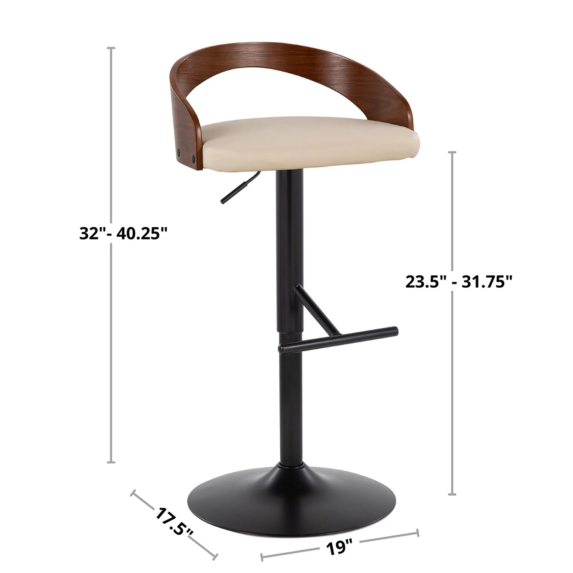 Grotto Adjustable Barstool - Set of 2 By LumiSource - BS-GROTTOPU-STRT2 CHRCHW2 - Image 8