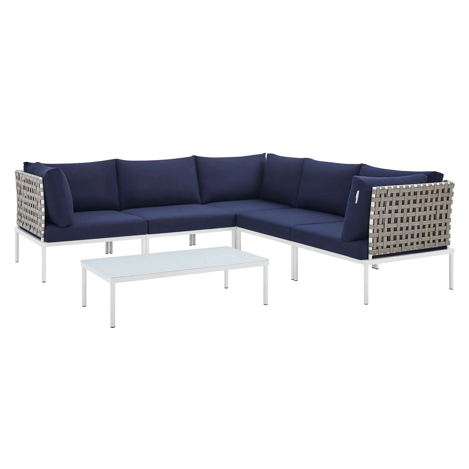 Harmony 6-Piece Sunbrella® Basket Weave Outdoor Patio Aluminum Sectional Sofa Set By Modway - EEI-4927 - Image 13