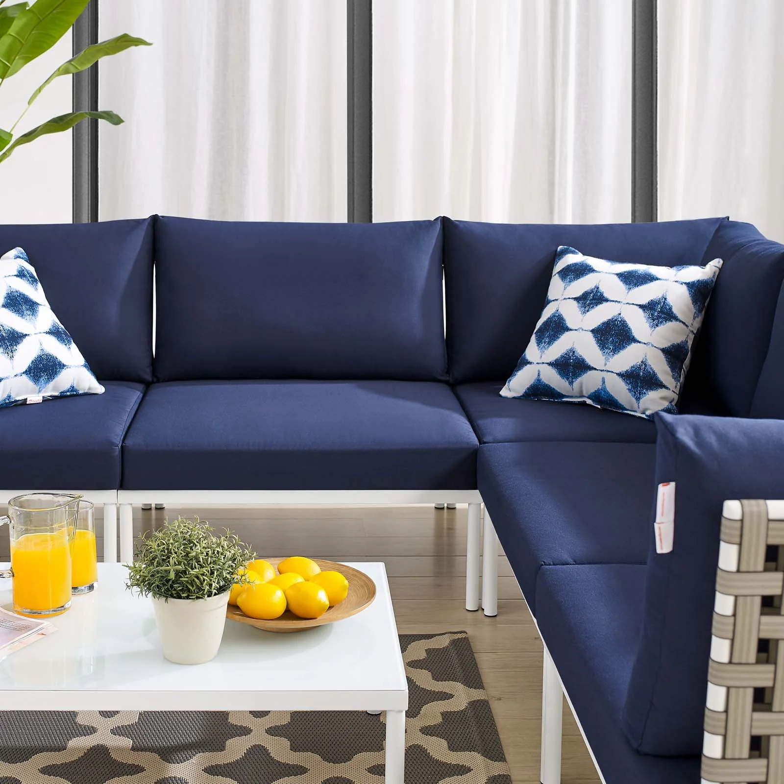 Harmony 6-Piece Sunbrella® Basket Weave Outdoor Patio Aluminum Sectional Sofa Set By Modway - EEI-4927 - Image 16