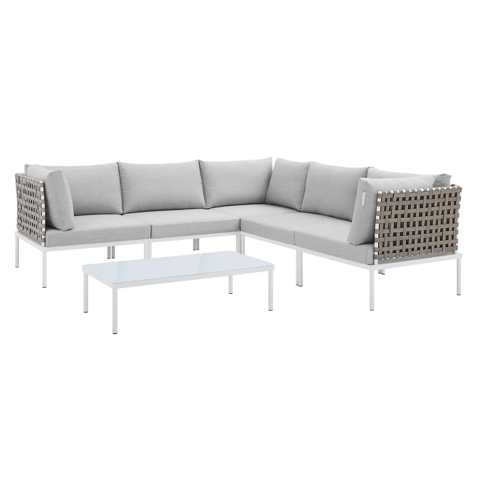 Harmony 6-Piece Sunbrella® Basket Weave Outdoor Patio Aluminum Sectional Sofa Set By Modway - EEI-4927 - Image 2