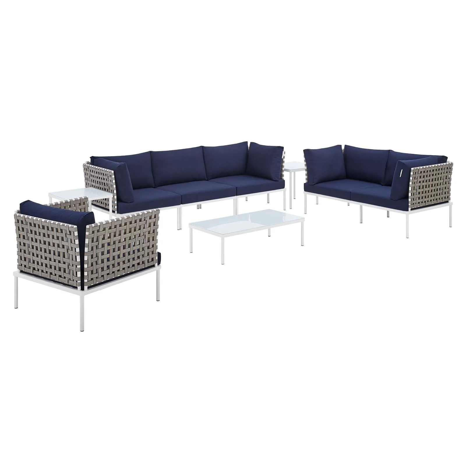 Harmony 8-Piece Sunbrella® Basket Weave Outdoor Patio Aluminum Seating Set By Modway - EEI-4947 - Image 17